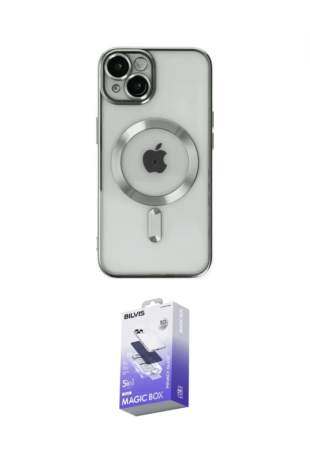 ieg™ iPhone 14 Kılıf Nova Işık Özel Seri - Siyah Bilvis 5in1 5D Magic Hayalet Cam Ekran Koruyucu