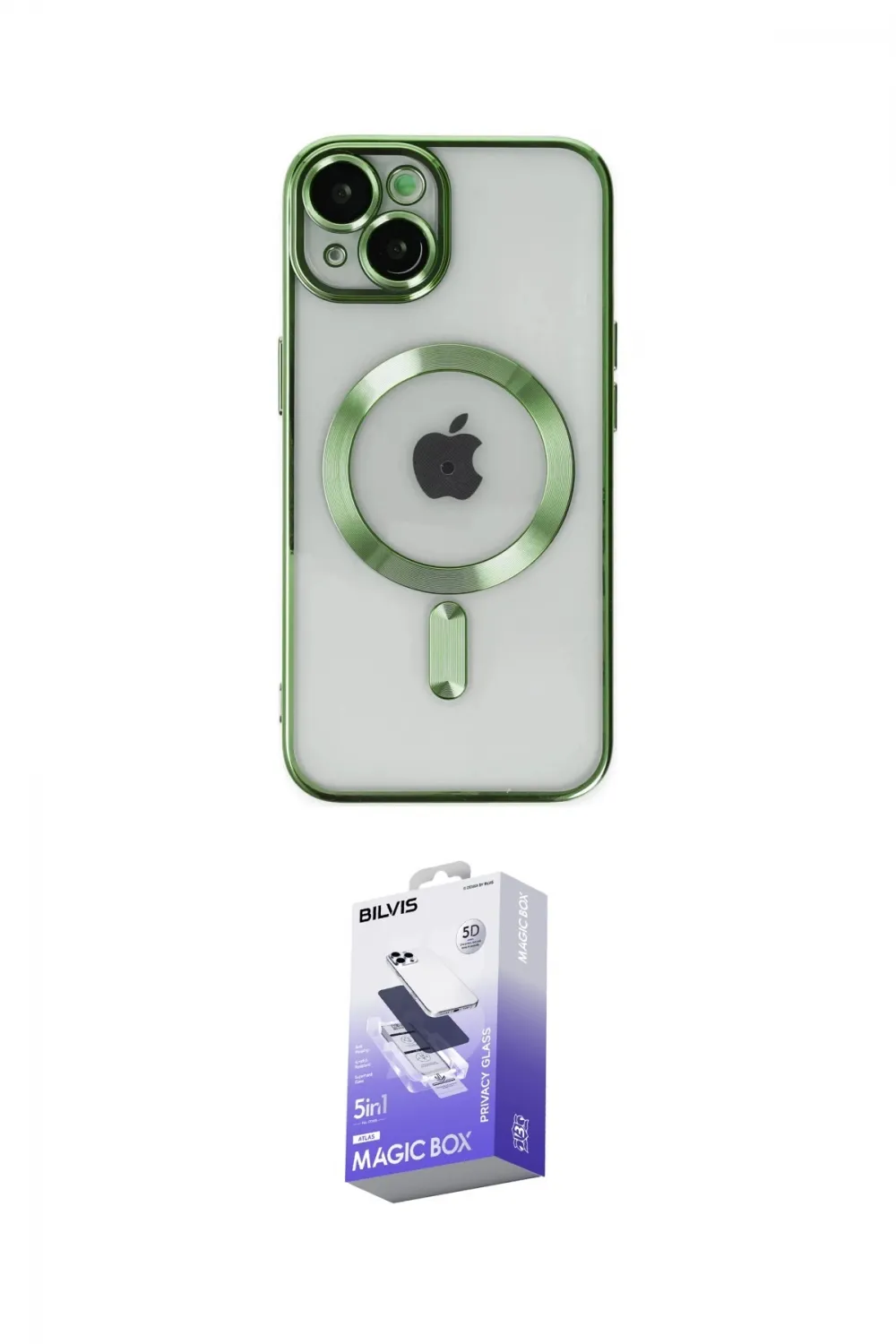 ieg™ iPhone 14 Kılıf Nova Işık Özel Seri - Siyah Bilvis 5in1 5D Magic Hayalet Cam Ekran Koruyucu