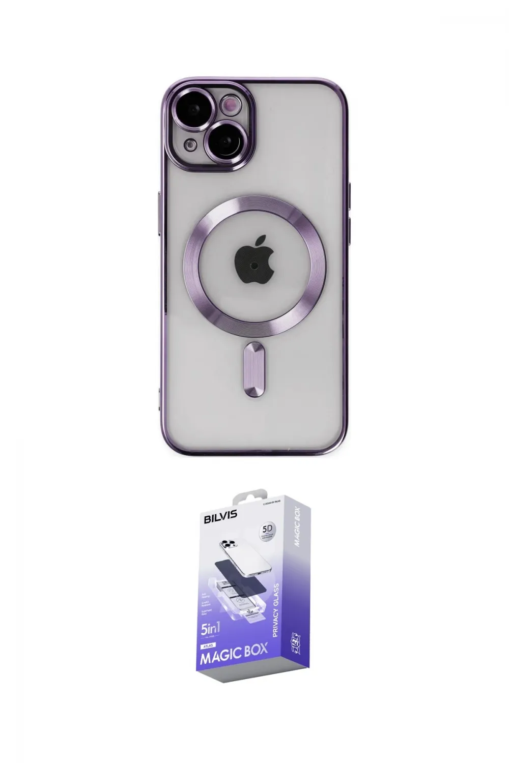 ieg™ iPhone 14 Kılıf Nova Işık Özel Seri - Siyah Bilvis 5in1 5D Magic Hayalet Cam Ekran Koruyucu