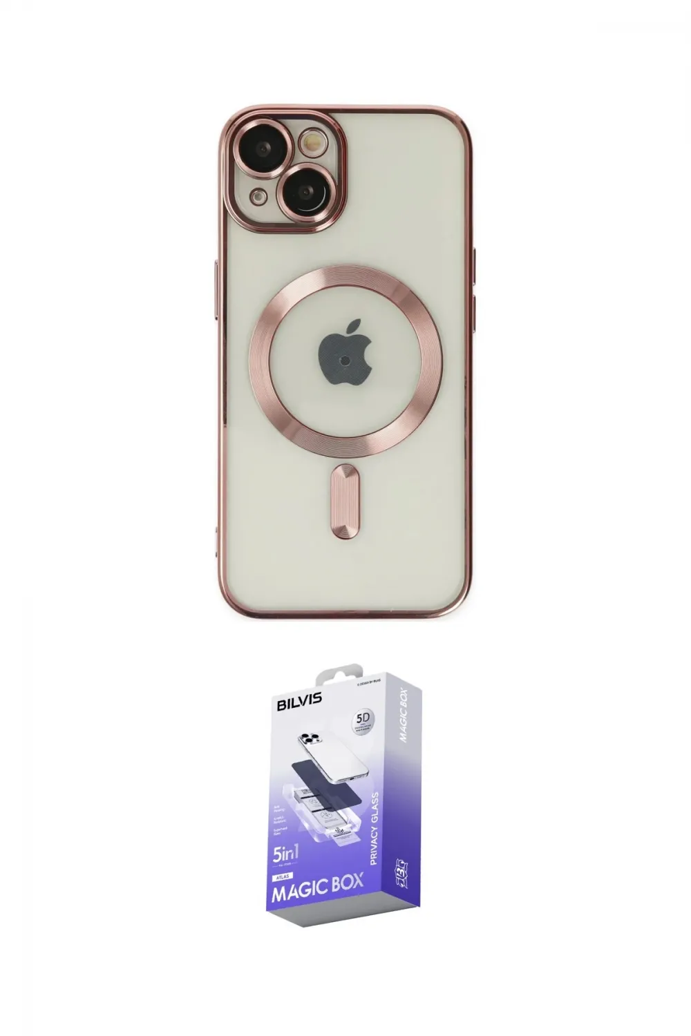 ieg™ iPhone 14 Kılıf Nova Işık Özel Seri - Siyah Bilvis 5in1 5D Magic Hayalet Cam Ekran Koruyucu