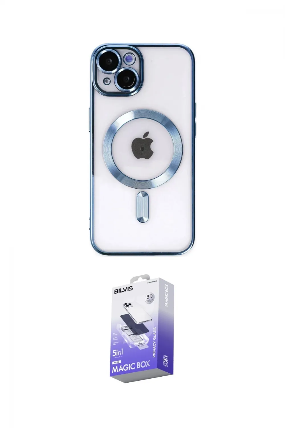 ieg™ iPhone 14 Kılıf Nova Işık Özel Seri - Siyah Bilvis 5in1 5D Magic Hayalet Cam Ekran Koruyucu