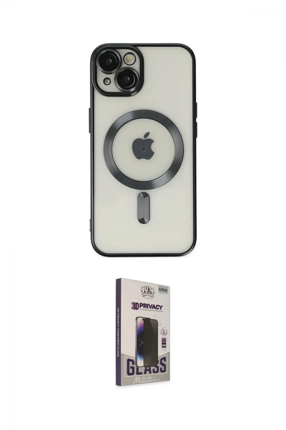 ieg™ iPhone 14 Kılıf Nova Işık Özel Seri - Siyah Bilvis Hayalet Cam Ekran Koruyucu