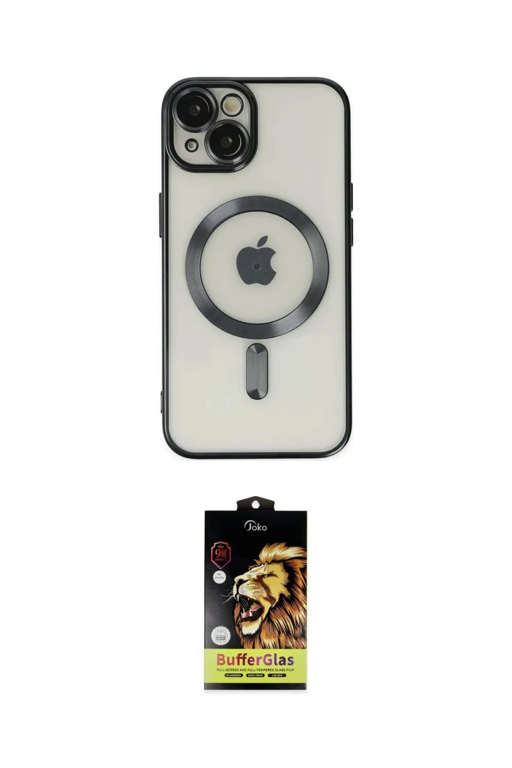 ieg™ iPhone 14 Kılıf Nova Işık Özel Seri - Siyah Buffer Cam Ekran Koruyucu