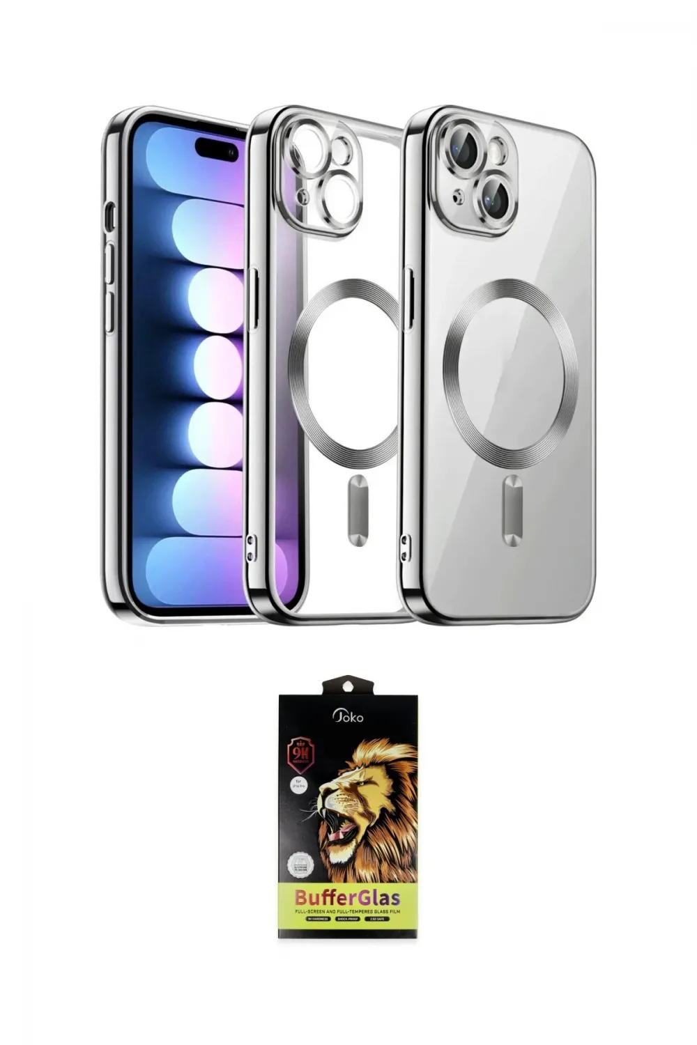 ieg™ iPhone 14 Kılıf Nova Işık Özel Seri - Siyah Buffer Cam Ekran Koruyucu