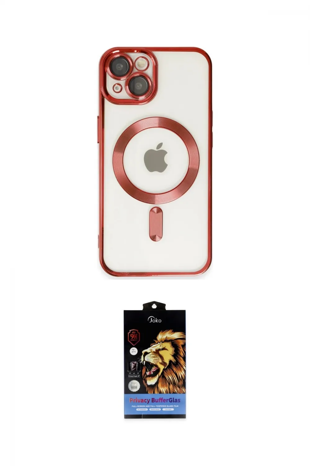 ieg™ iPhone 14 Kılıf Nova Işık Özel Seri - Siyah Buffer Hayalet Cam Ekran Koruyucu