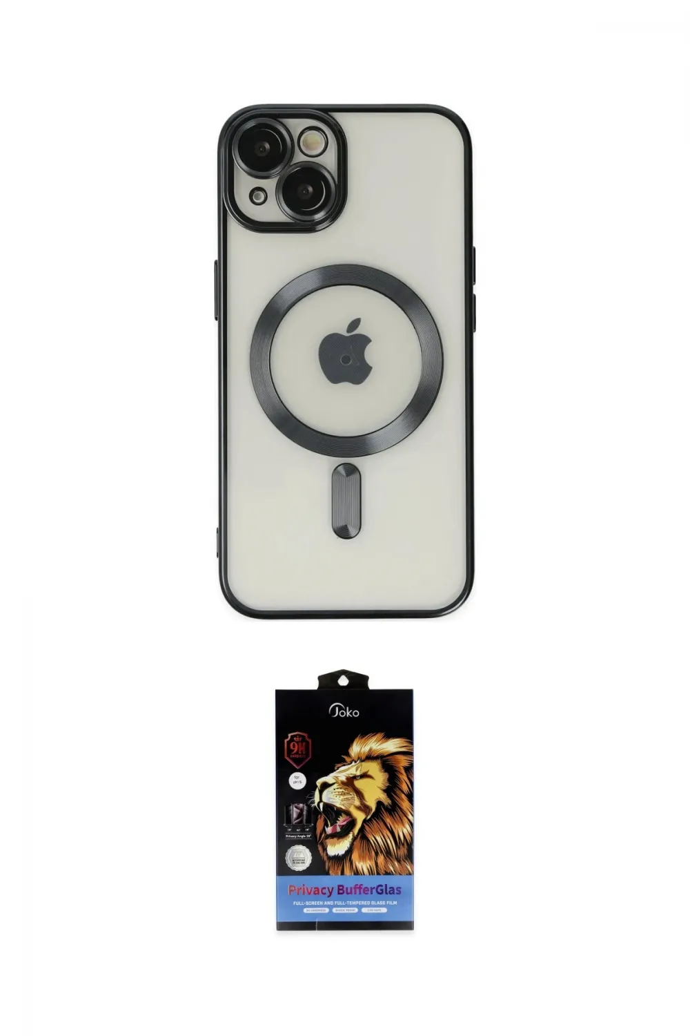 ieg™ iPhone 14 Kılıf Nova Işık Özel Seri - Siyah Buffer Hayalet Cam Ekran Koruyucu