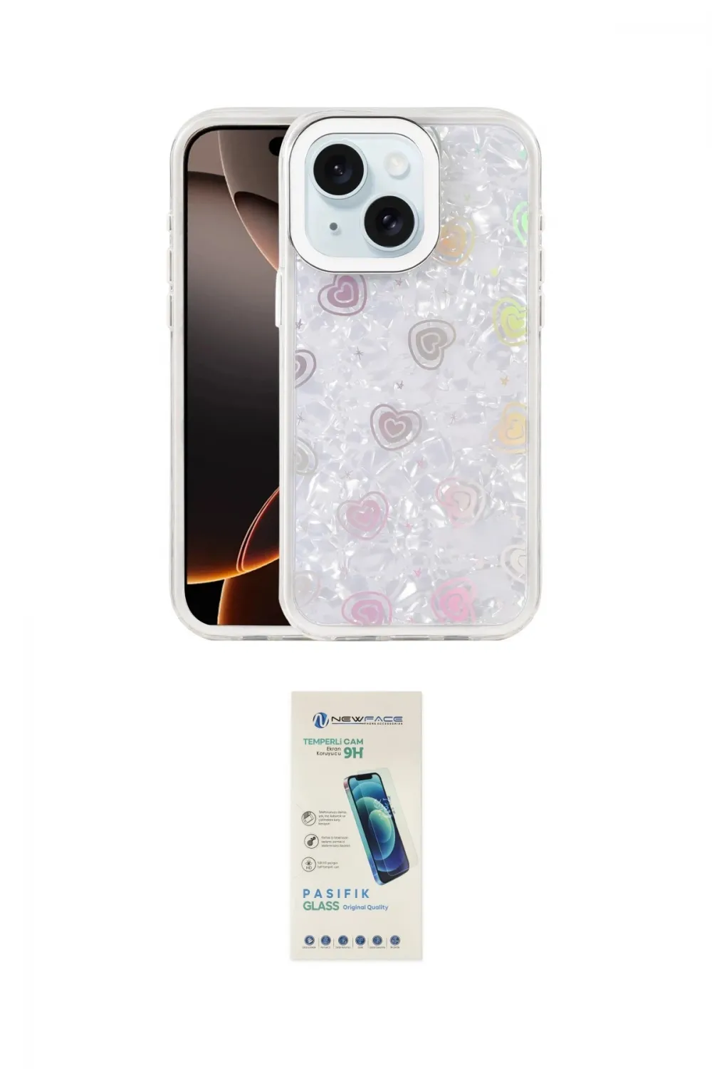 ieg™ iPhone 14 Kılıf Odak Prime - Şeffaf Pasifik Cam Ekran Koruyucu
