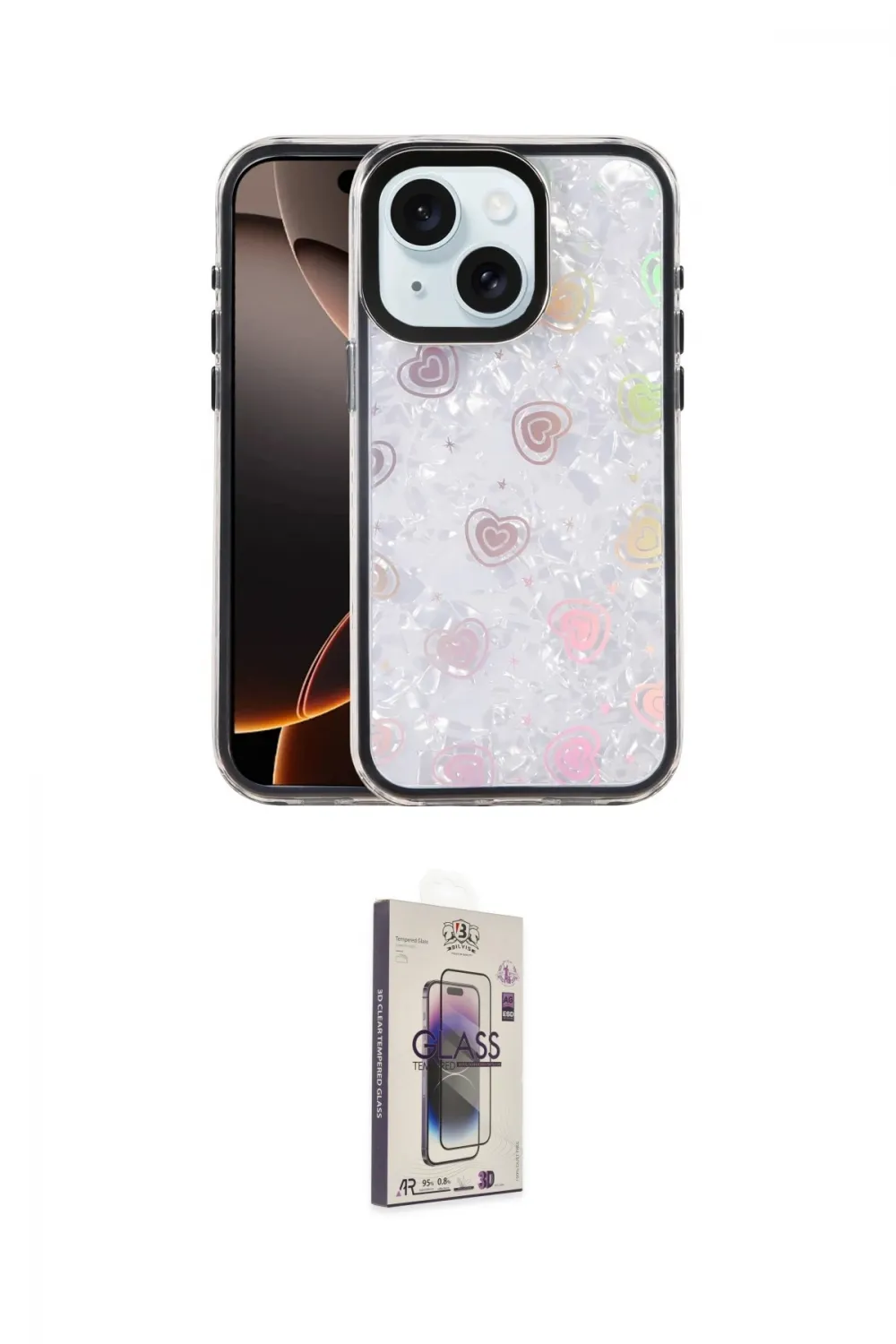 ieg™ iPhone 14 Kılıf Odak Prime - Siyah Bilvis 3D Cam Ekran Koruyucu
