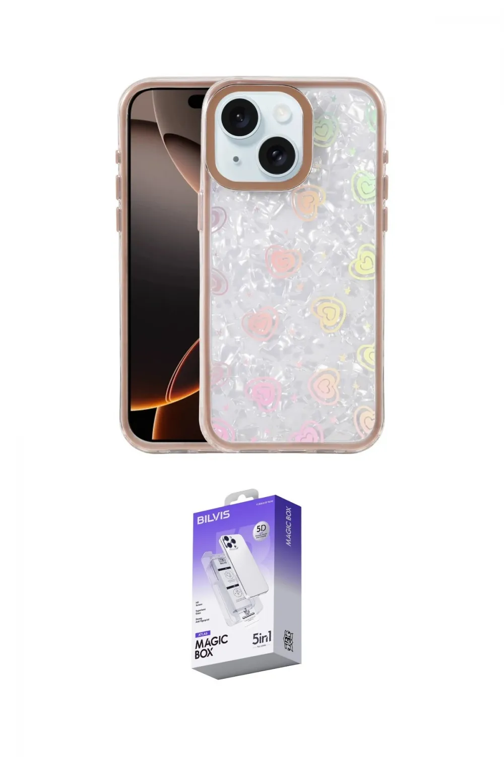 ieg™ iPhone 14 Kılıf Odak Prime - Siyah Bilvis 5in1 3D Magic Cam Ekran Koruyucu