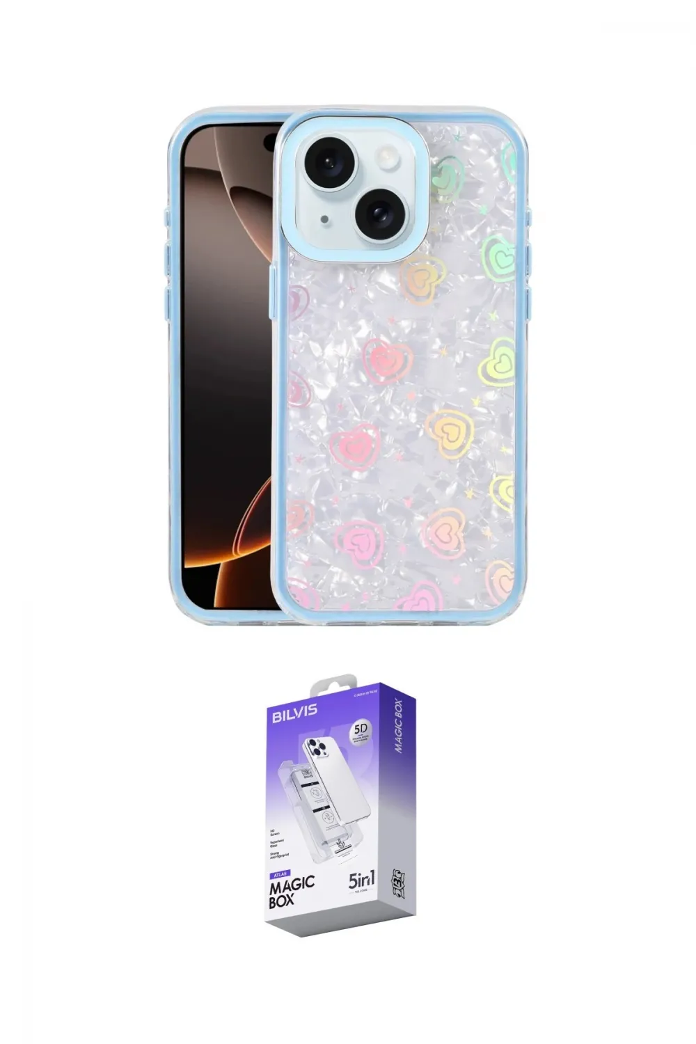 ieg™ iPhone 14 Kılıf Odak Prime - Siyah Bilvis 5in1 3D Magic Cam Ekran Koruyucu