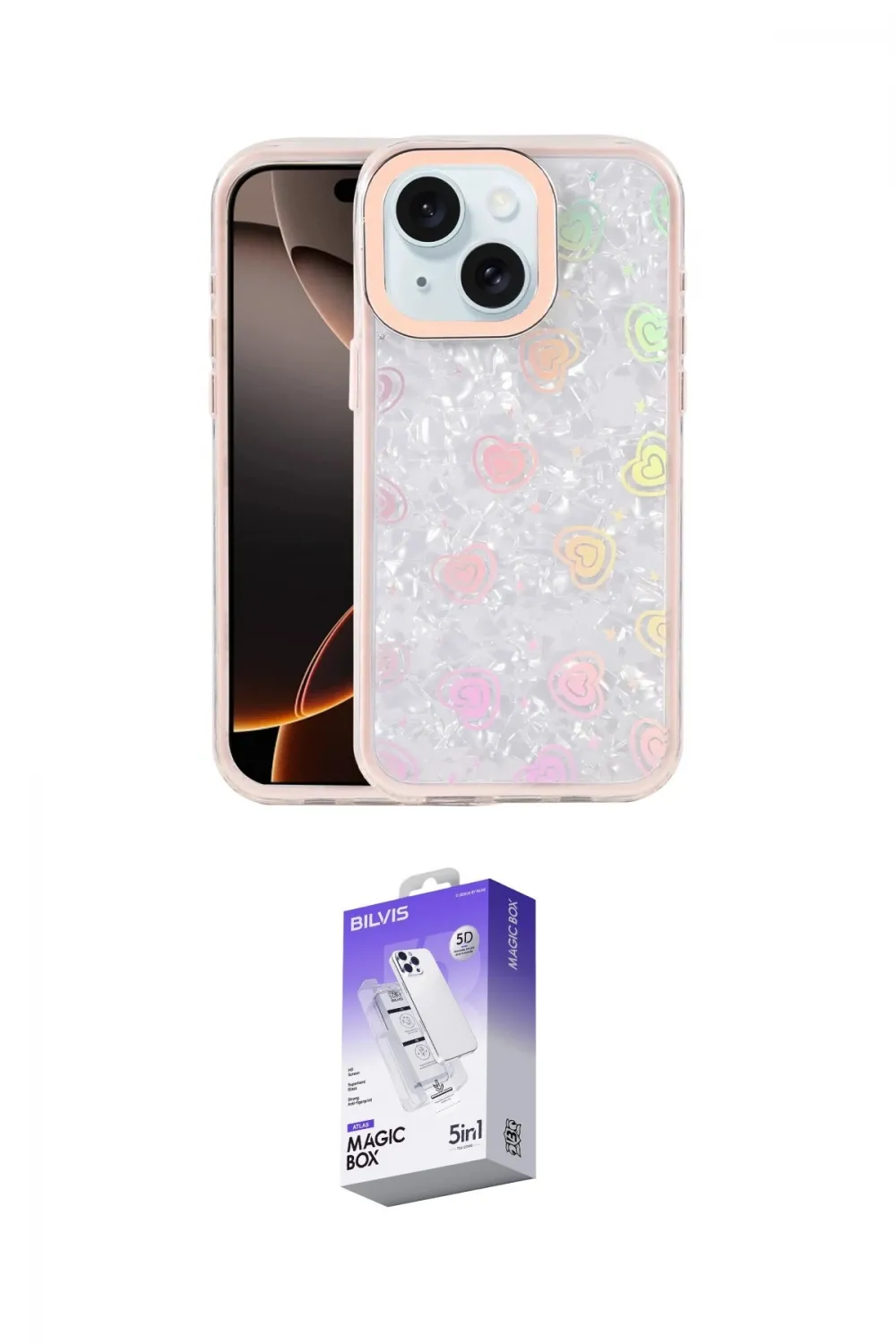 ieg™ iPhone 14 Kılıf Odak Prime - Siyah Bilvis 5in1 3D Magic Cam Ekran Koruyucu
