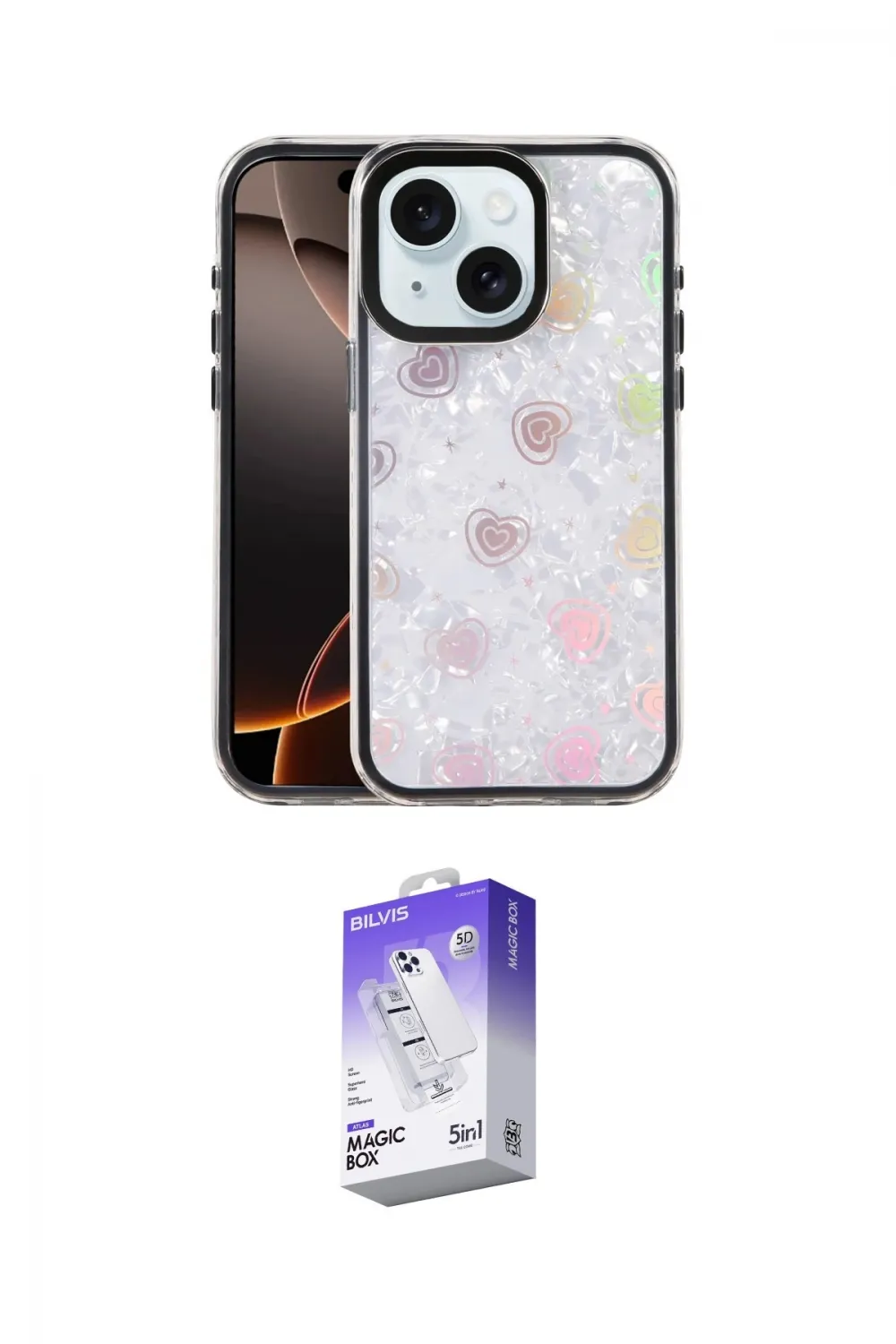 ieg™ iPhone 14 Kılıf Odak Prime - Siyah Bilvis 5in1 3D Magic Cam Ekran Koruyucu