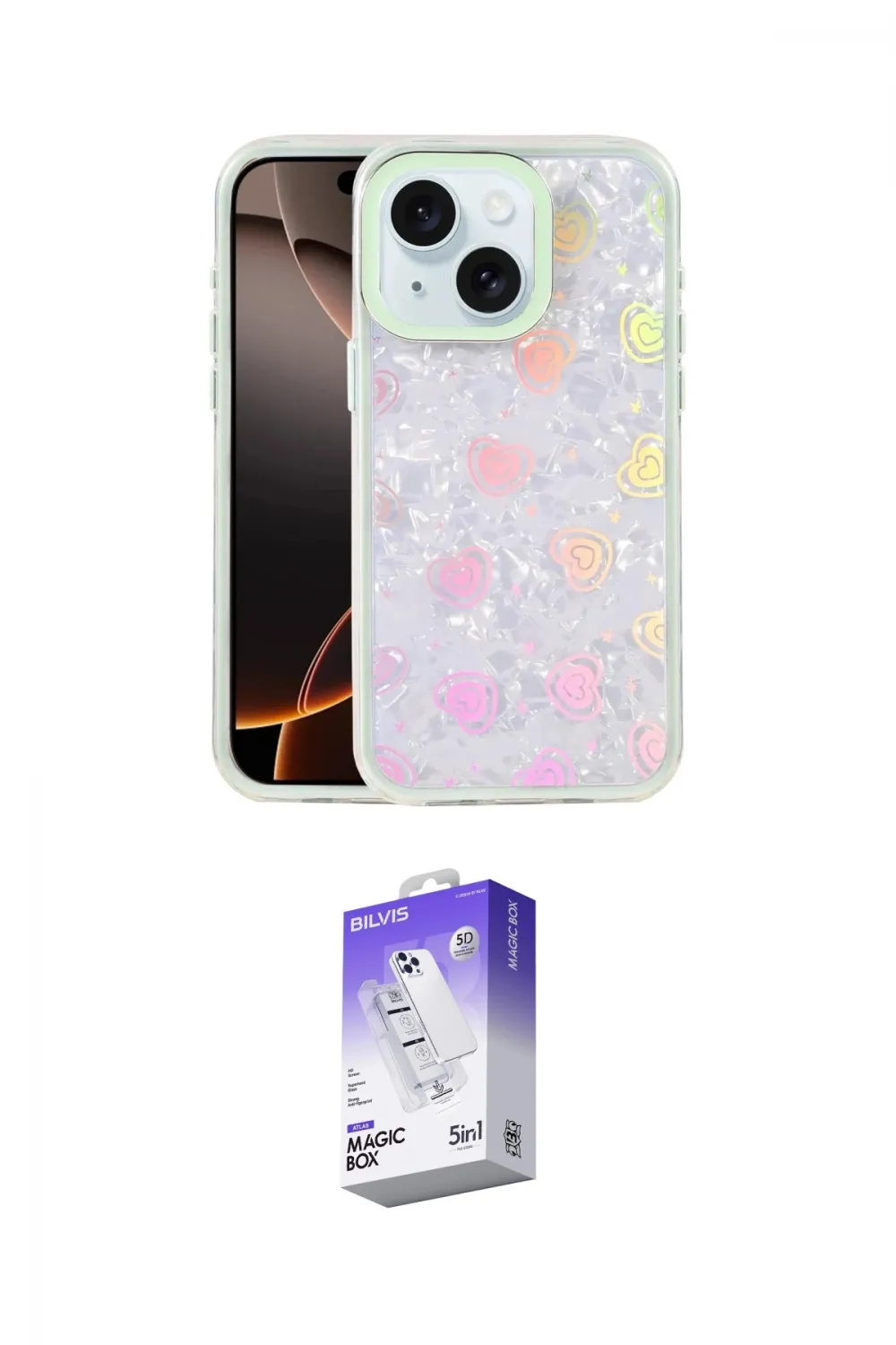 ieg™ iPhone 14 Kılıf Odak Prime - Siyah Bilvis 5in1 3D Magic Cam Ekran Koruyucu