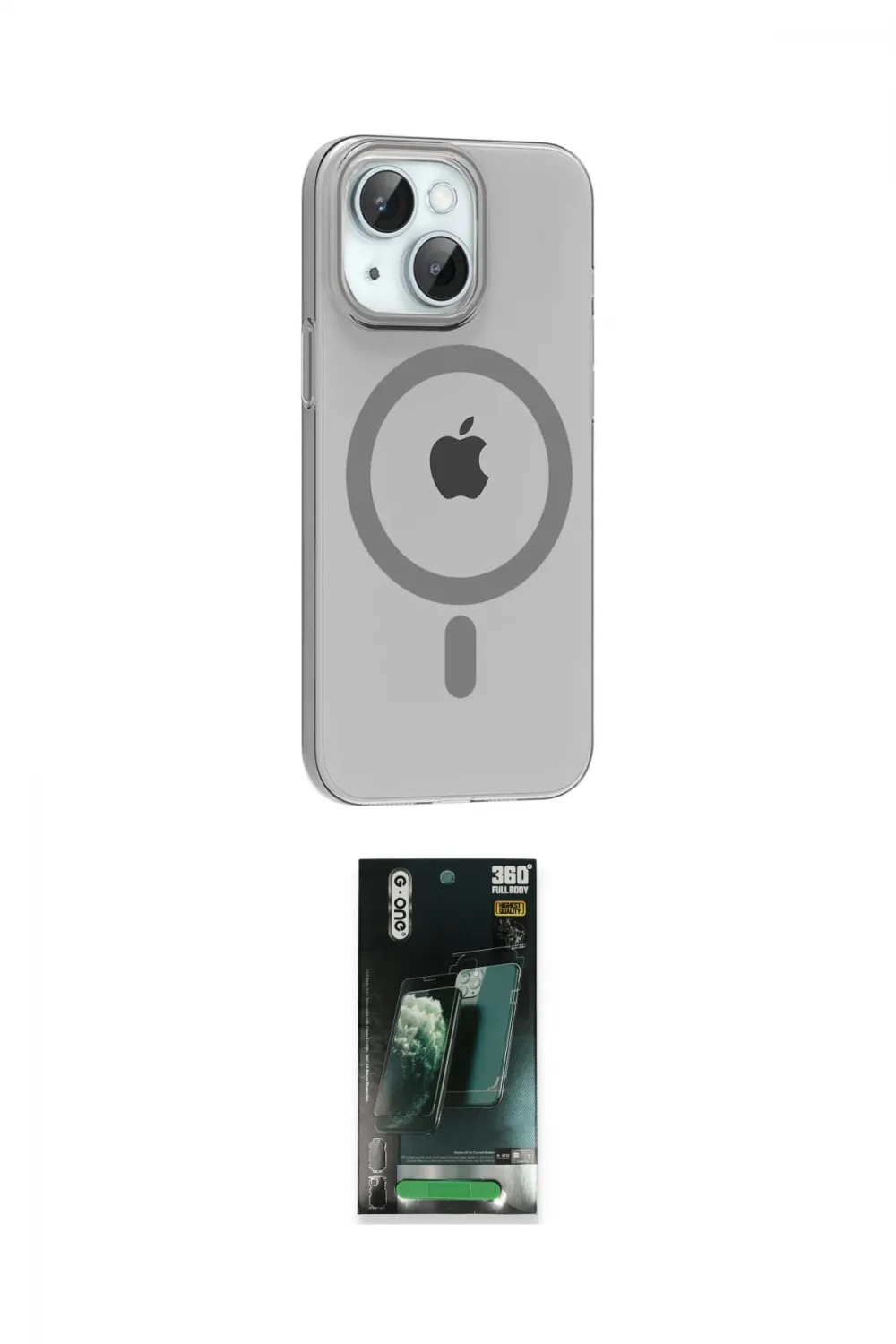 ieg™ iPhone 14 Kılıf Pusula Form Özel Seri - Şeffaf 360 Full Body Arka Koruyucu