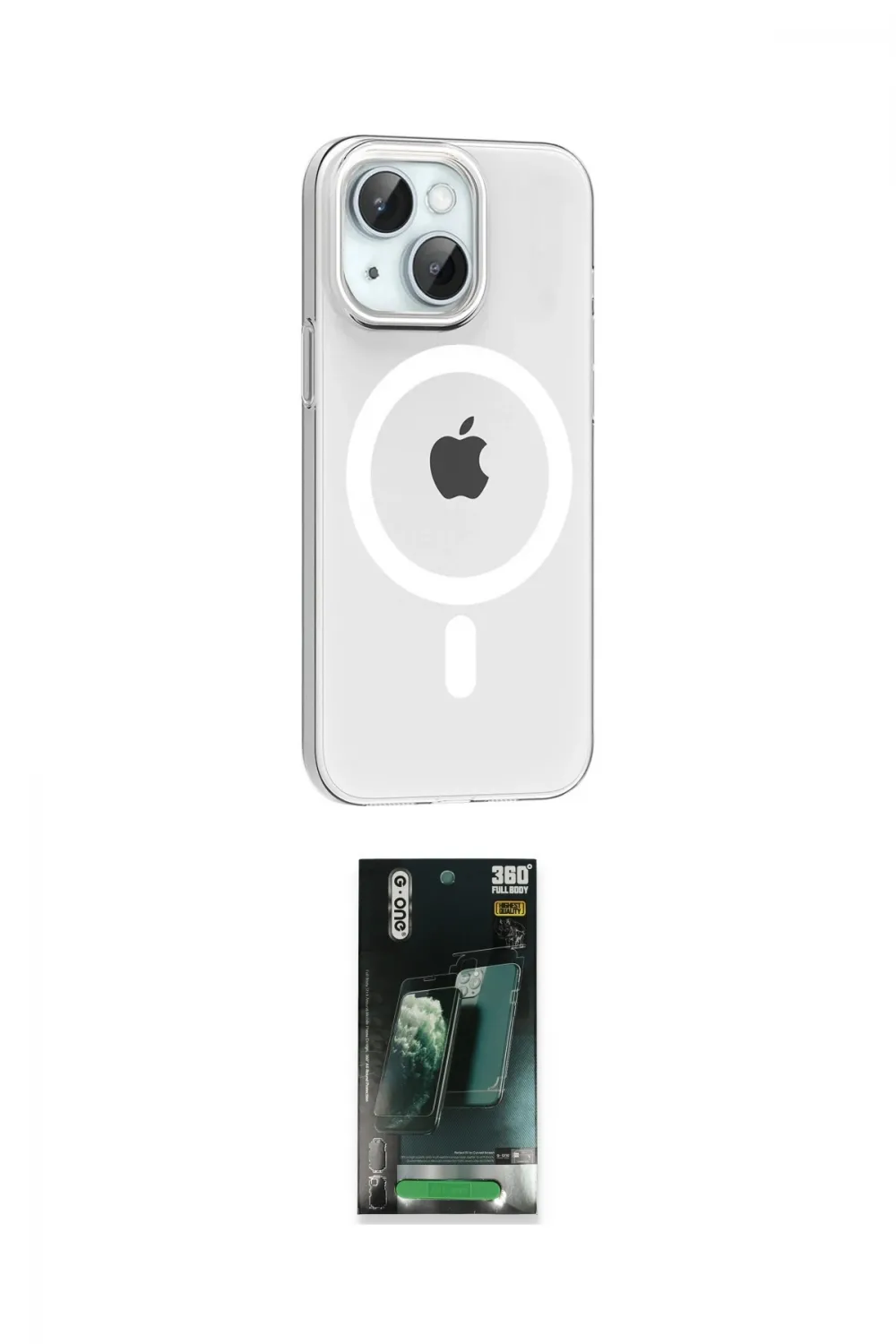 ieg™ iPhone 14 Kılıf Pusula Form Özel Seri - Şeffaf 360 Full Body Arka Koruyucu