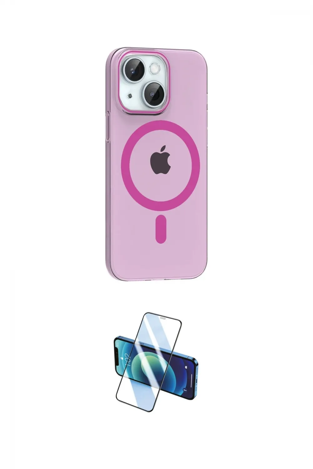 ieg™ iPhone 14 Kılıf Pusula Form Özel Seri - Siyah 3D Antistatik Cam Ekran Koruyucu