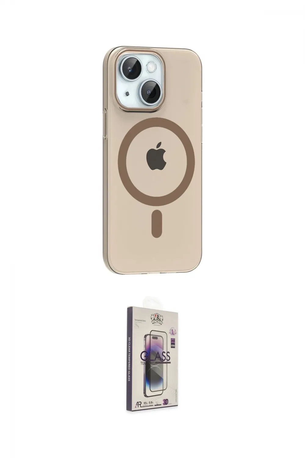 ieg™ iPhone 14 Kılıf Pusula Form Özel Seri - Siyah Bilvis 3D Cam Ekran Koruyucu