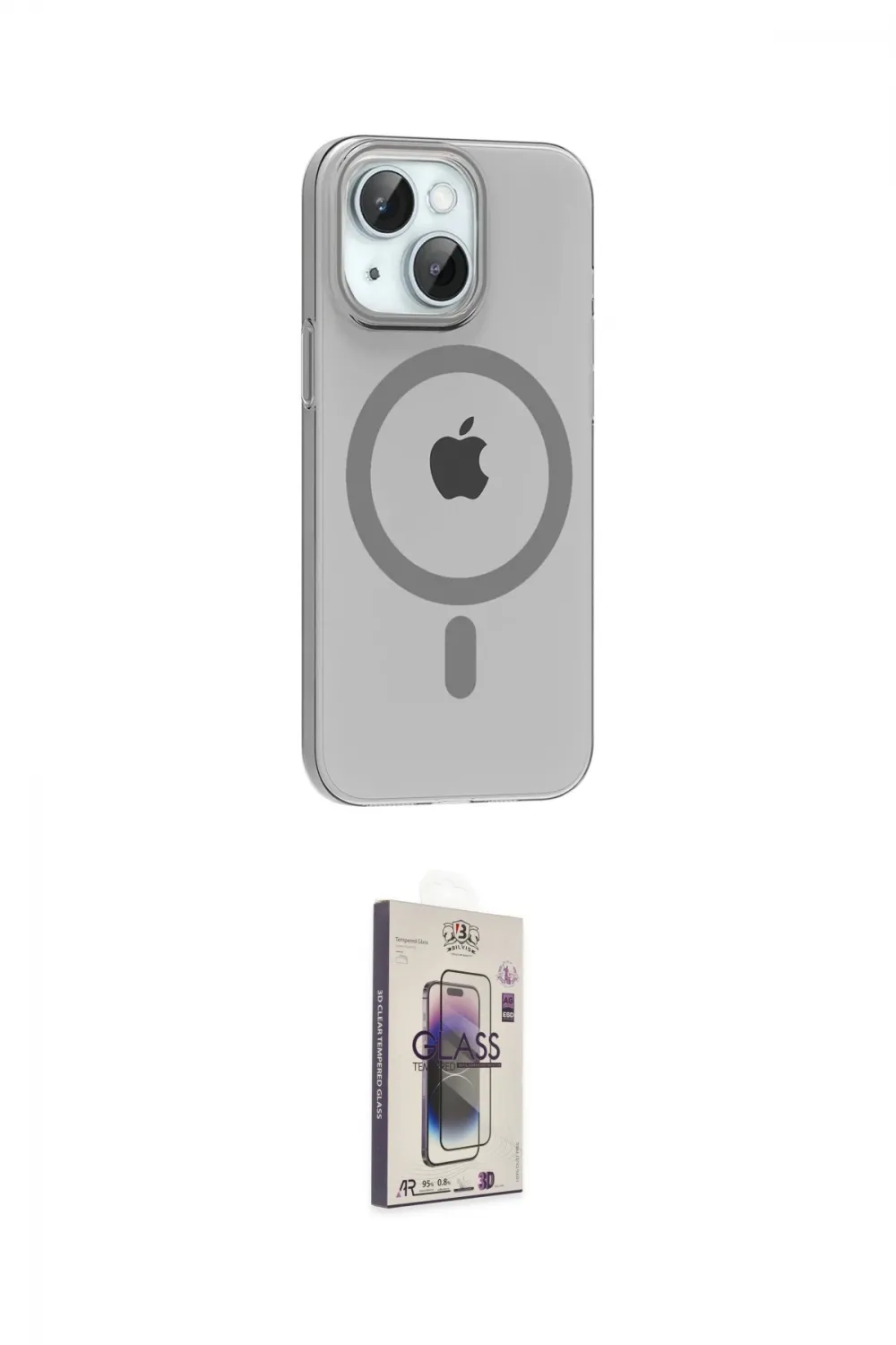 ieg™ iPhone 14 Kılıf Pusula Form Özel Seri - Siyah Bilvis 3D Cam Ekran Koruyucu