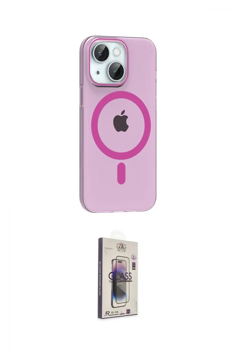 ieg™ iPhone 14 Kılıf Pusula Form Özel Seri - Siyah Bilvis 3D Cam Ekran Koruyucu
