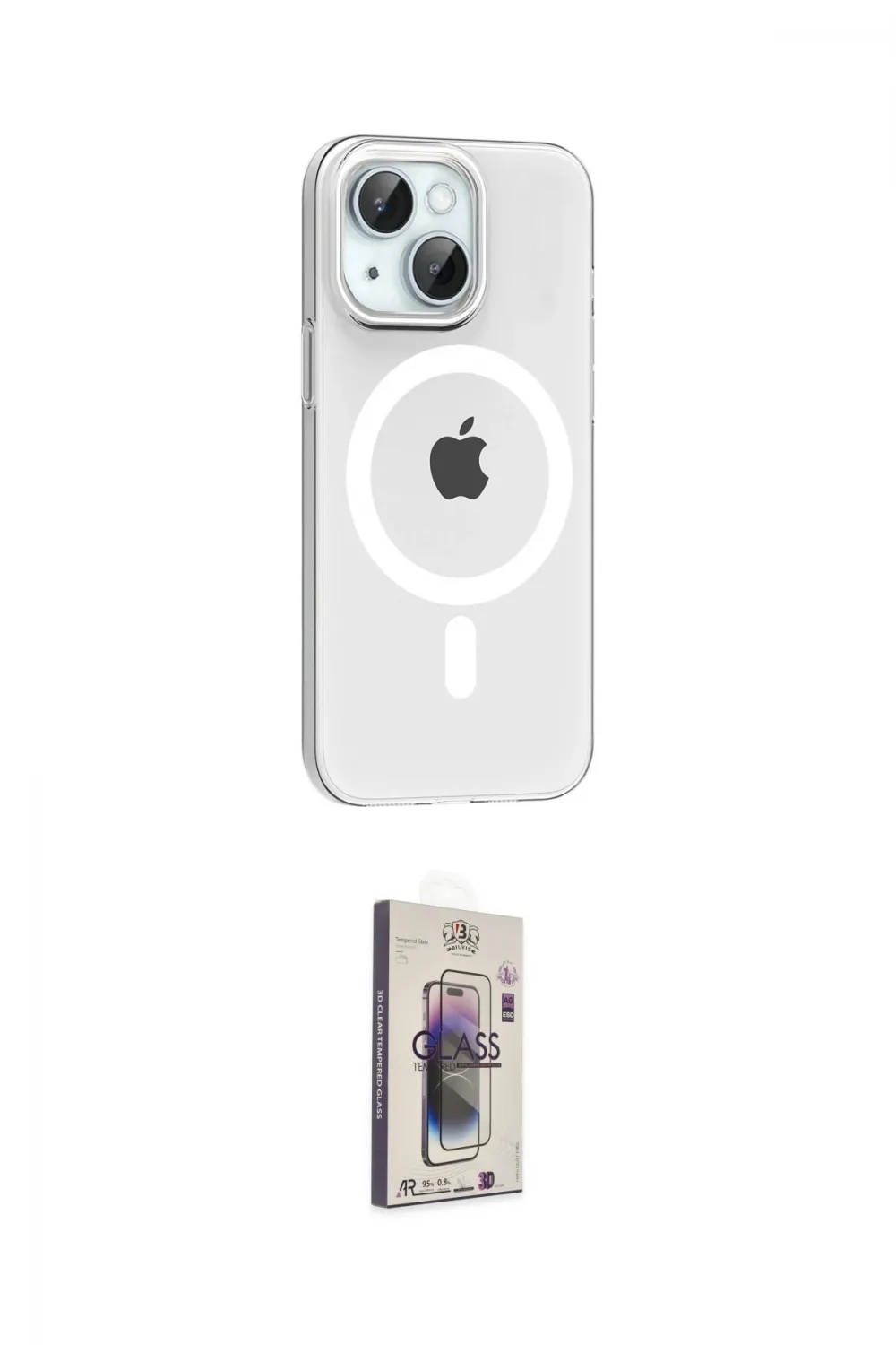 ieg™ iPhone 14 Kılıf Pusula Form Özel Seri - Siyah Bilvis 3D Cam Ekran Koruyucu
