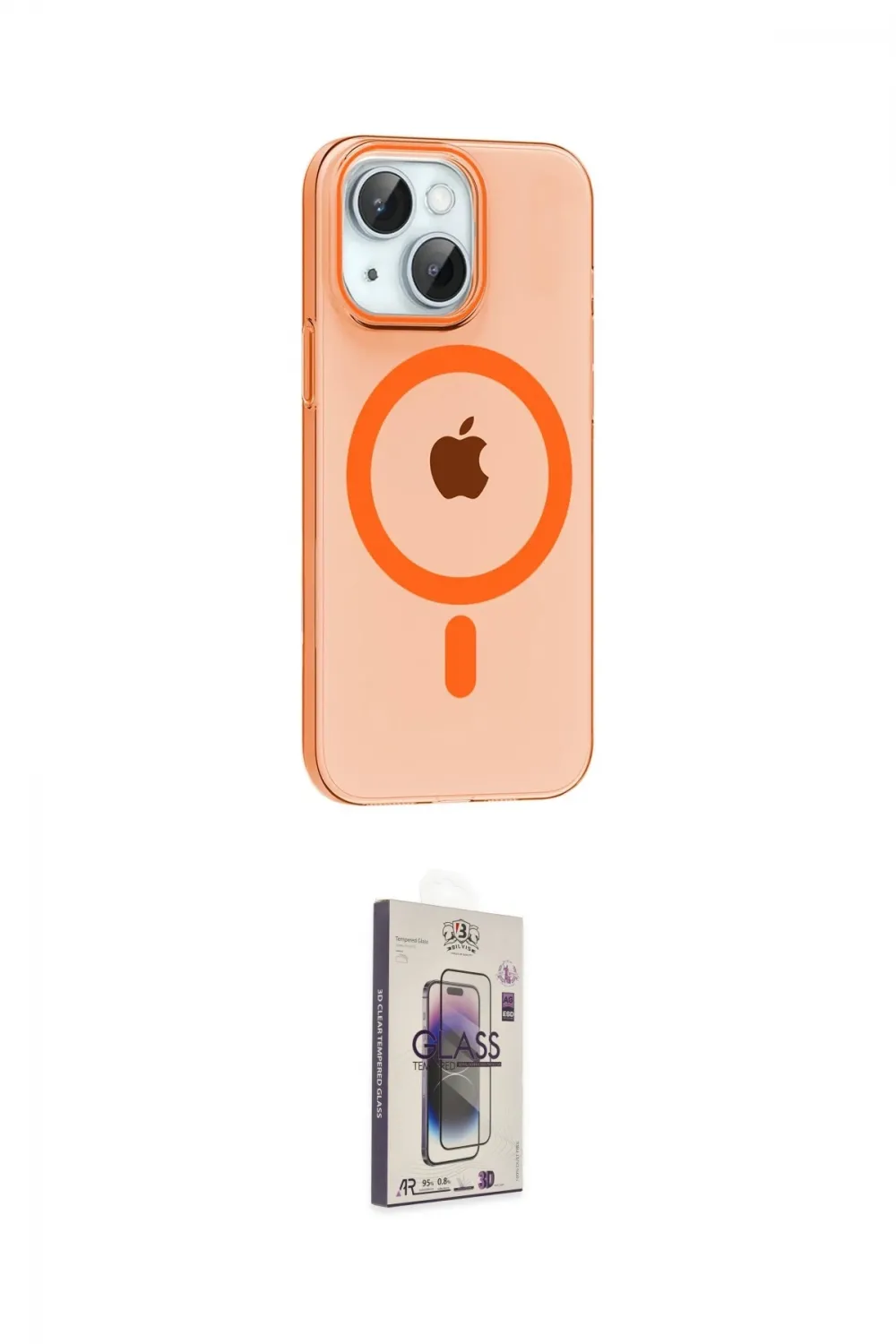 ieg™ iPhone 14 Kılıf Pusula Form Özel Seri - Siyah Bilvis 3D Cam Ekran Koruyucu