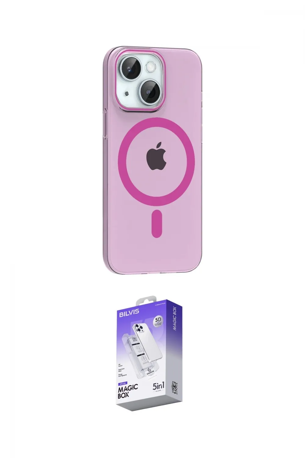 ieg™ iPhone 14 Kılıf Pusula Form Özel Seri - Siyah Bilvis 5in1 3D Magic Cam Ekran Koruyucu