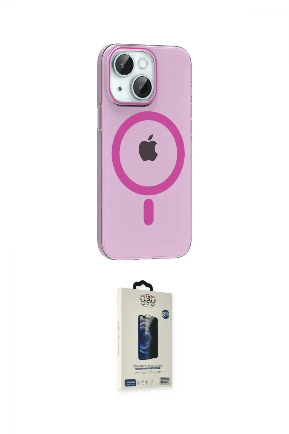 ieg™ iPhone 14 Kılıf Pusula Form Özel Seri - Siyah Bilvis Hayalet Cam Ekran Koruyucu