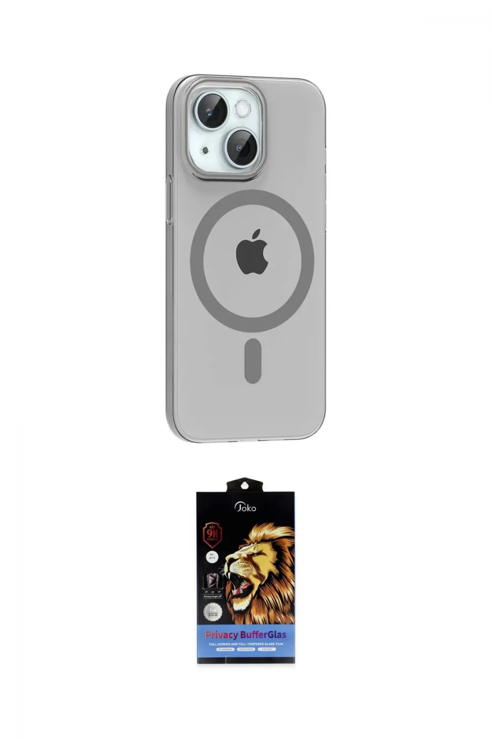 ieg™ iPhone 14 Kılıf Pusula Form Özel Seri - Siyah Buffer Hayalet Cam Ekran Koruyucu