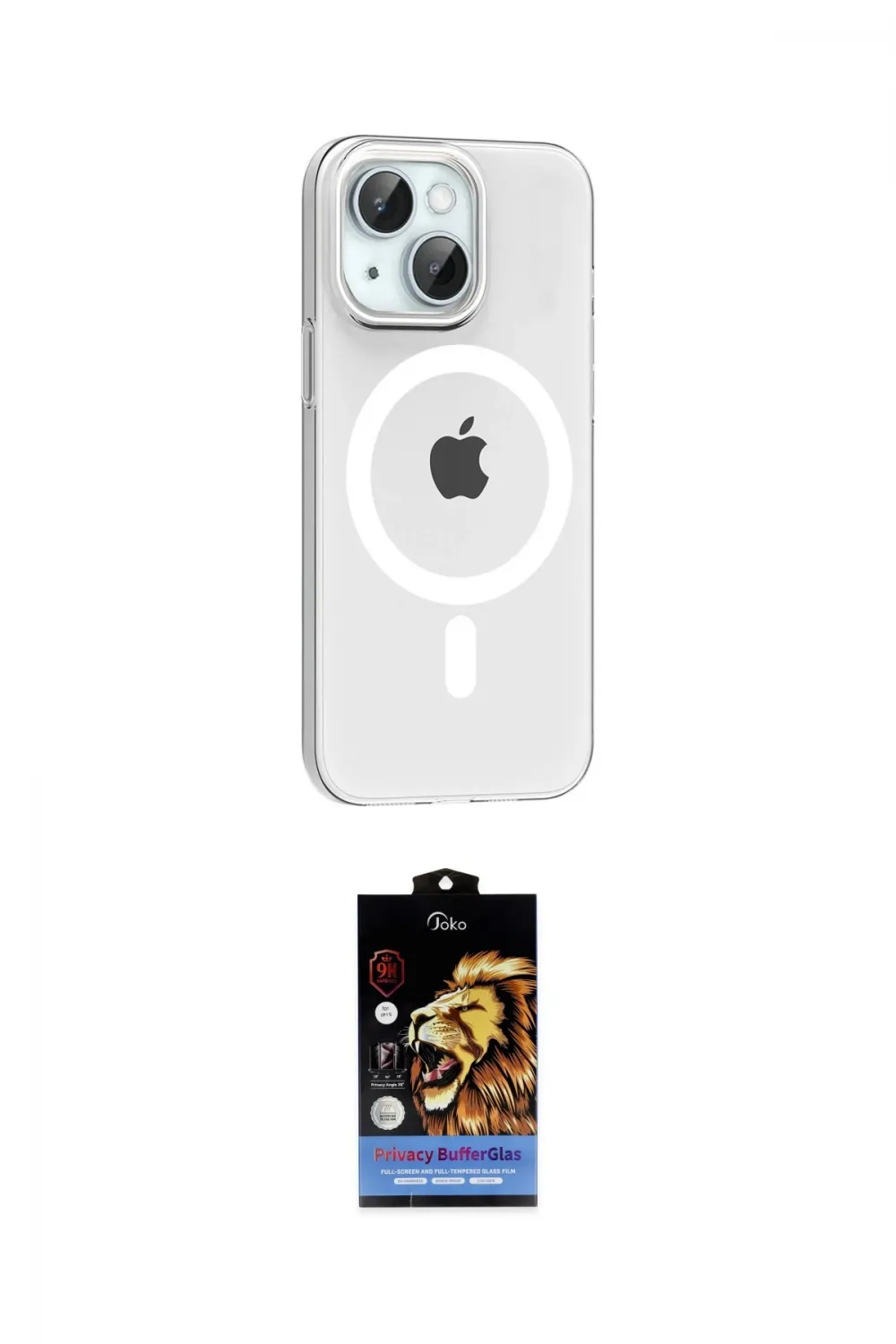 ieg™ iPhone 14 Kılıf Pusula Form Özel Seri - Siyah Buffer Hayalet Cam Ekran Koruyucu