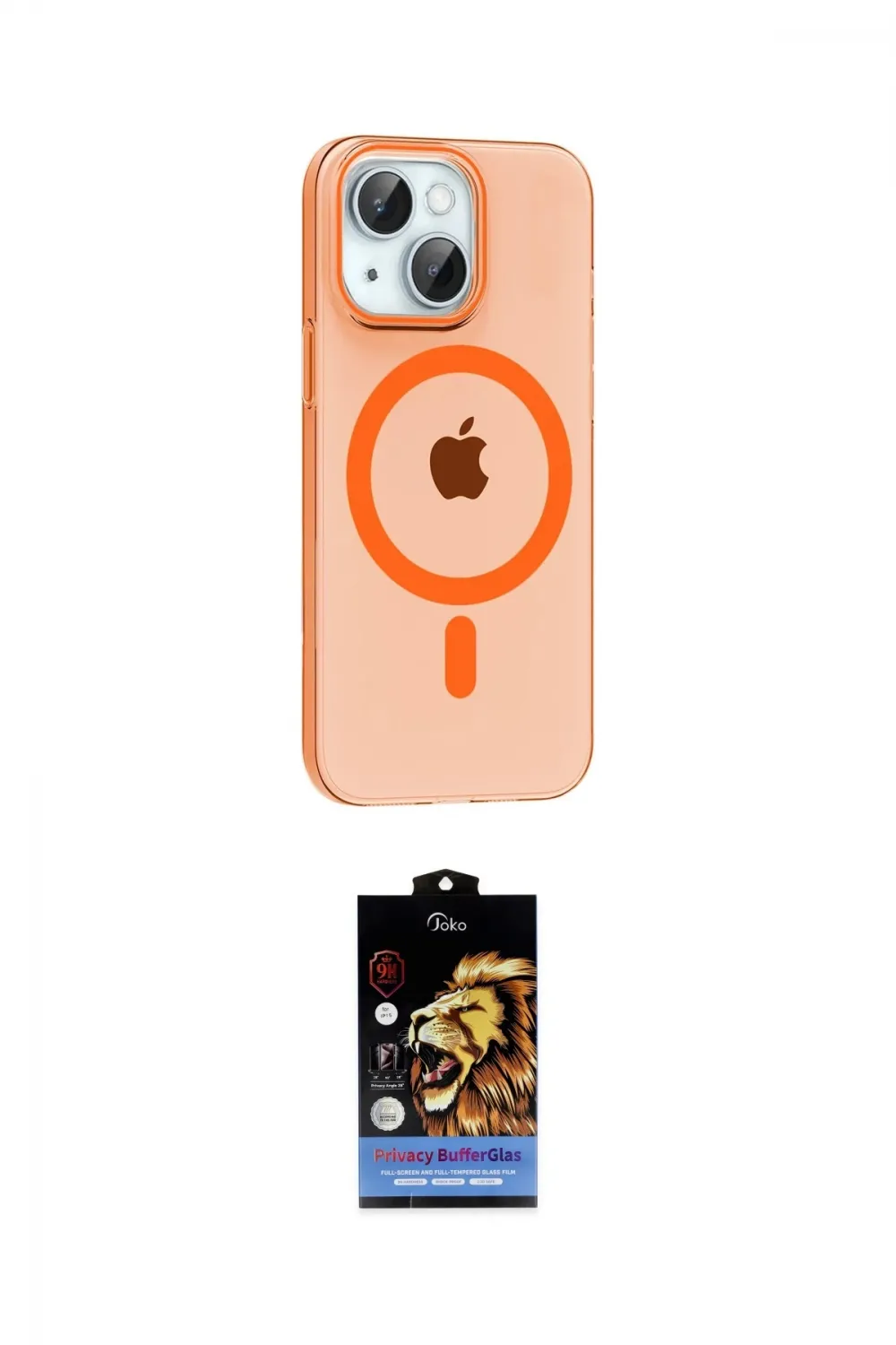 ieg™ iPhone 14 Kılıf Pusula Form Özel Seri - Siyah Buffer Hayalet Cam Ekran Koruyucu