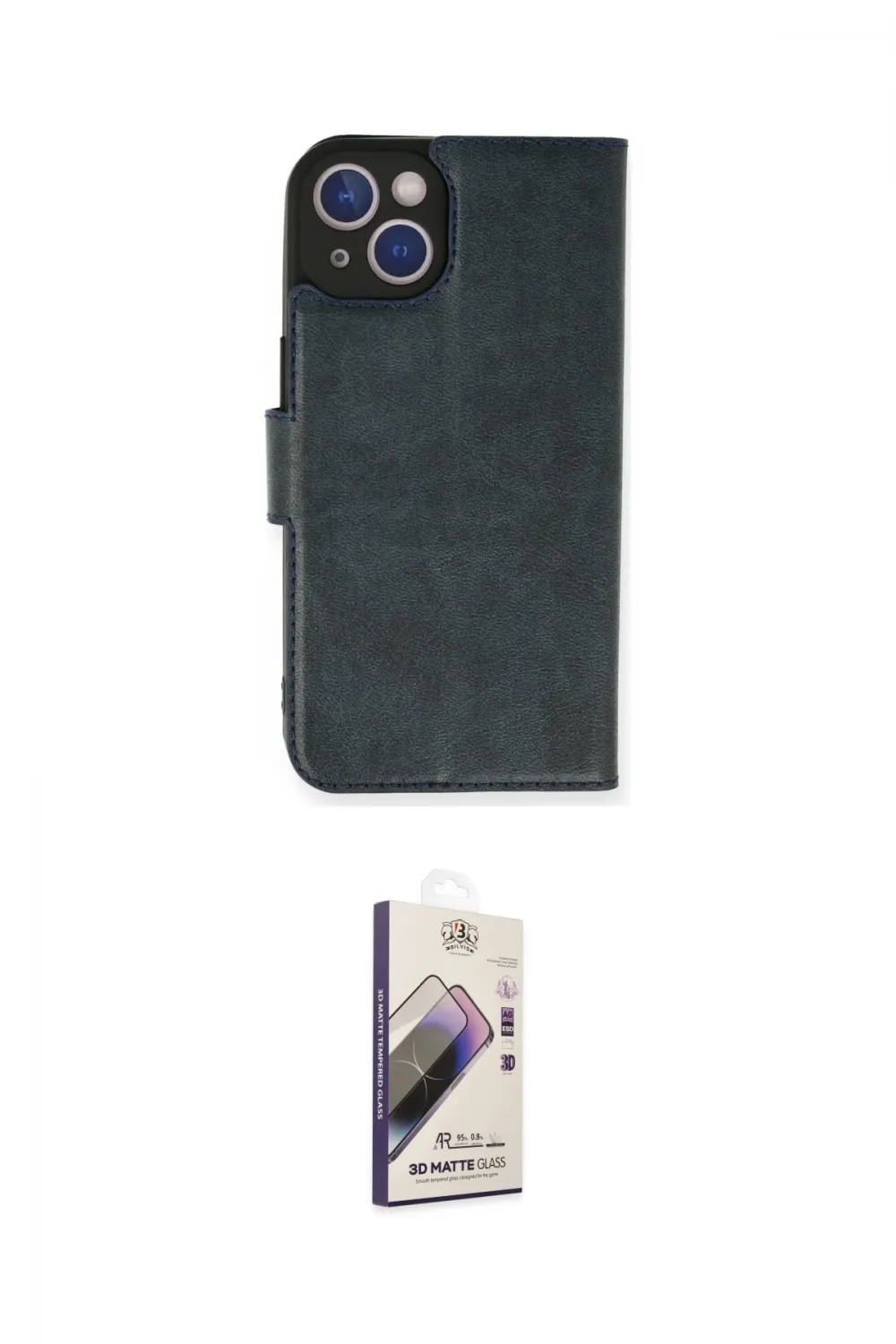 ieg™ iPhone 14 Kılıf Siluet Işık Serisi - Siyah Bilvis 3D Mat Cam Ekran Koruyucu