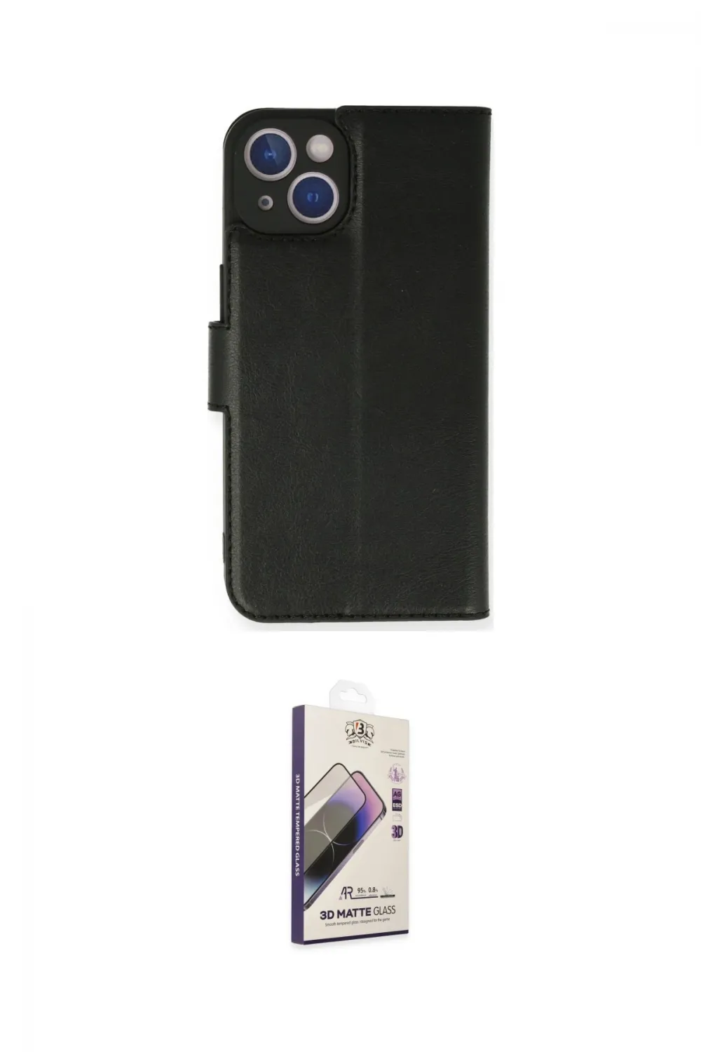ieg™ iPhone 14 Kılıf Siluet Işık Serisi - Siyah Bilvis 3D Mat Cam Ekran Koruyucu
