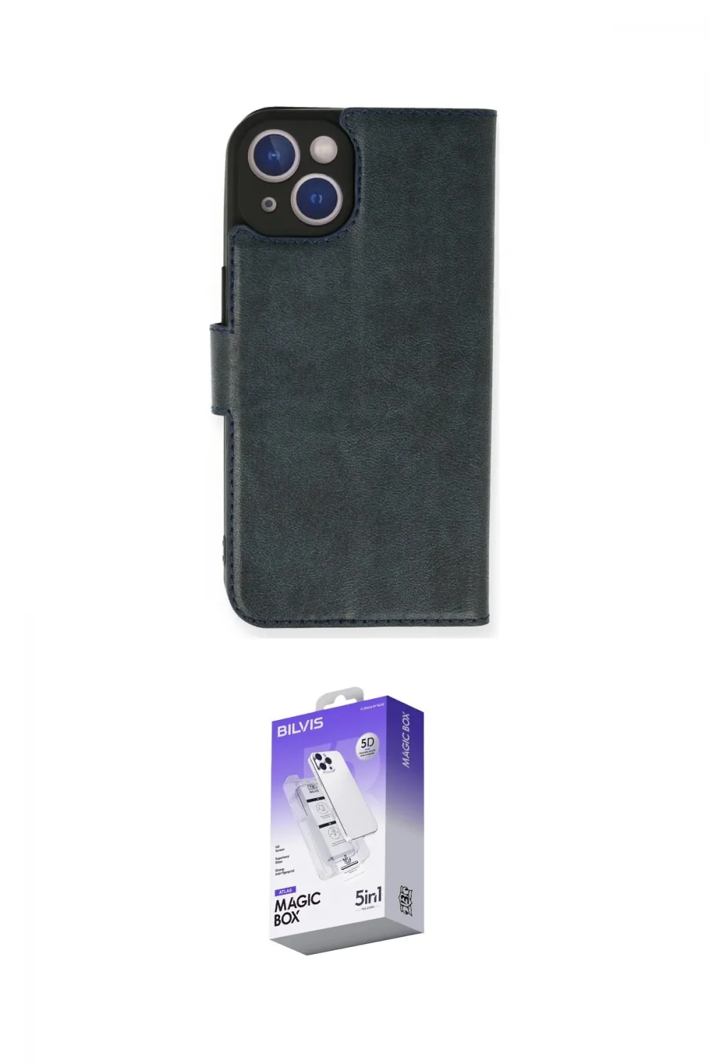 ieg™ iPhone 14 Kılıf Siluet Işık Serisi - Siyah Bilvis 5in1 3D Magic Cam Ekran Koruyucu
