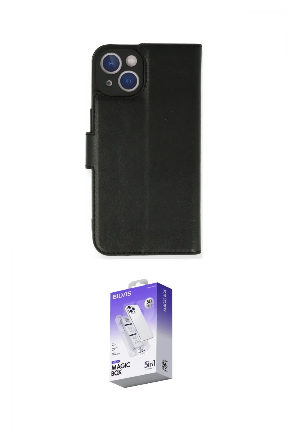 ieg™ iPhone 14 Kılıf Siluet Işık Serisi - Siyah Bilvis 5in1 3D Magic Cam Ekran Koruyucu
