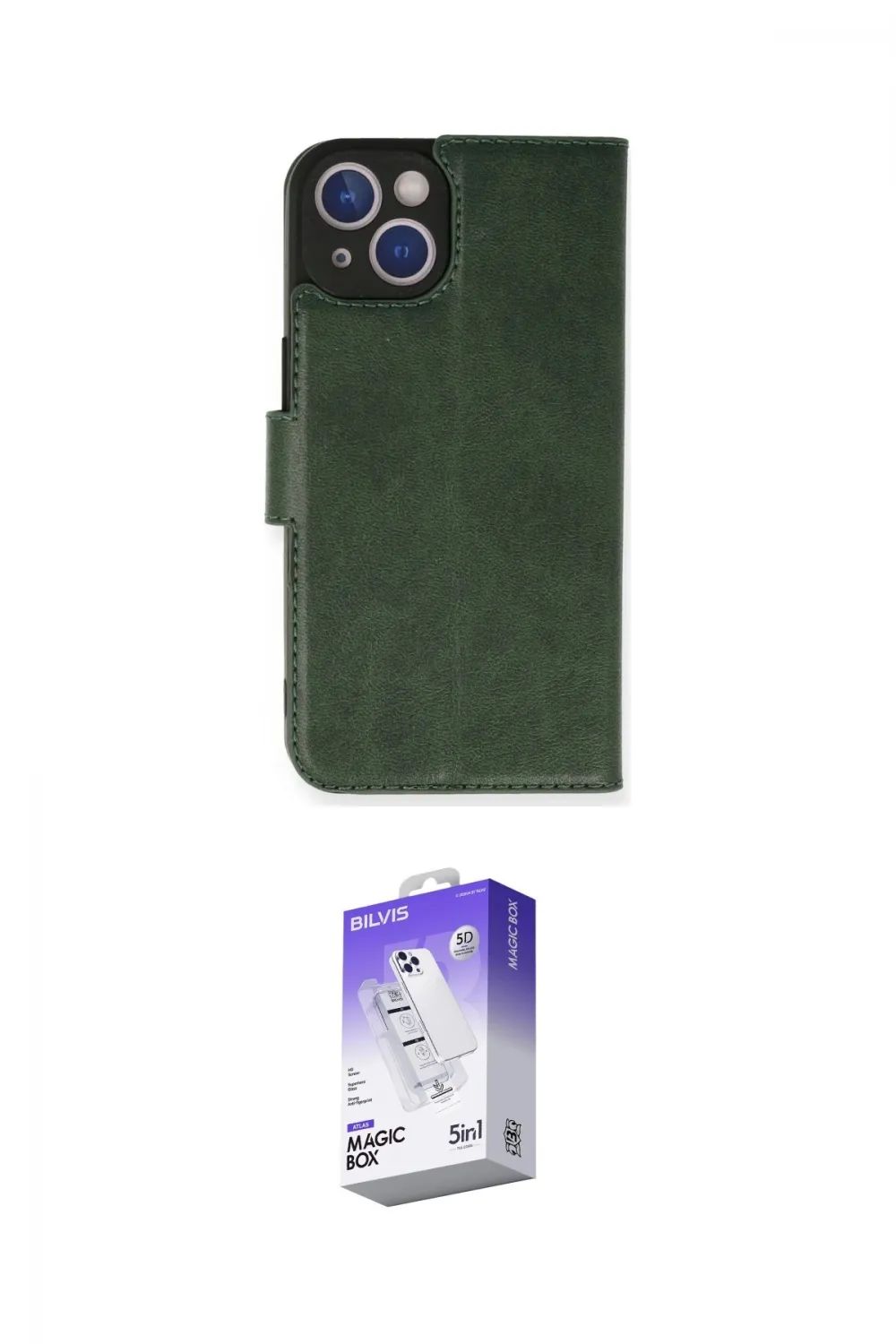 ieg™ iPhone 14 Kılıf Siluet Işık Serisi - Siyah Bilvis 5in1 3D Magic Cam Ekran Koruyucu