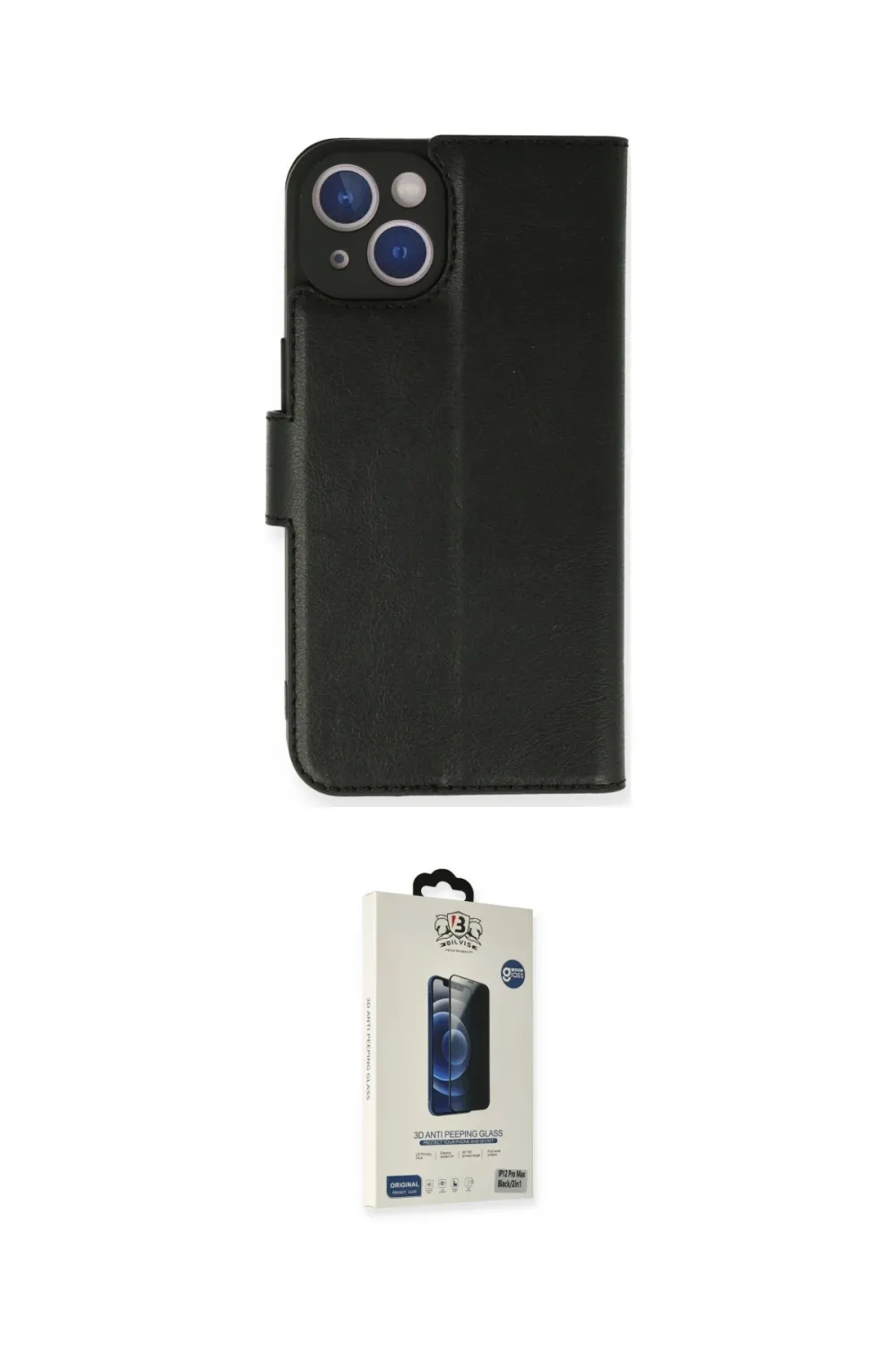 ieg™ iPhone 14 Kılıf Siluet Işık Serisi - Siyah Bilvis Hayalet Cam Ekran Koruyucu