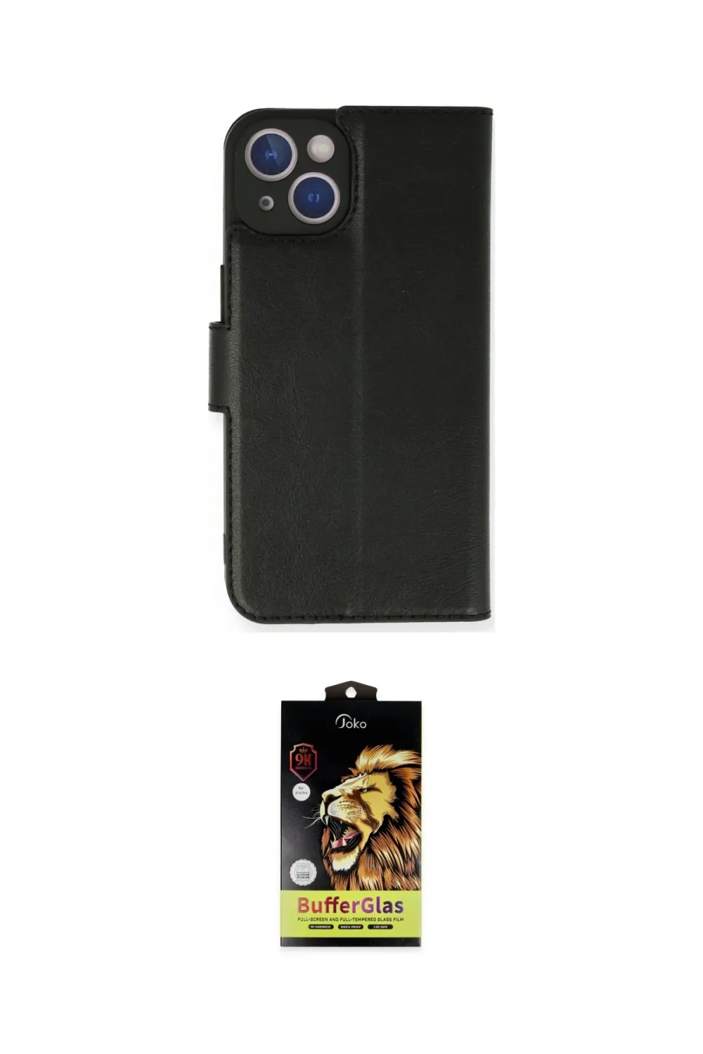 ieg™ iPhone 14 Kılıf Siluet Işık Serisi - Siyah Buffer Cam Ekran Koruyucu