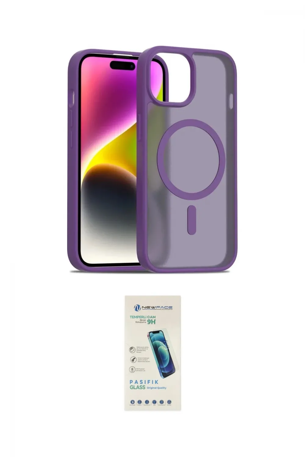 ieg™ iPhone 14 Kılıf Siluet Minimal Prime - Şeffaf Pasifik Cam Ekran Koruyucu