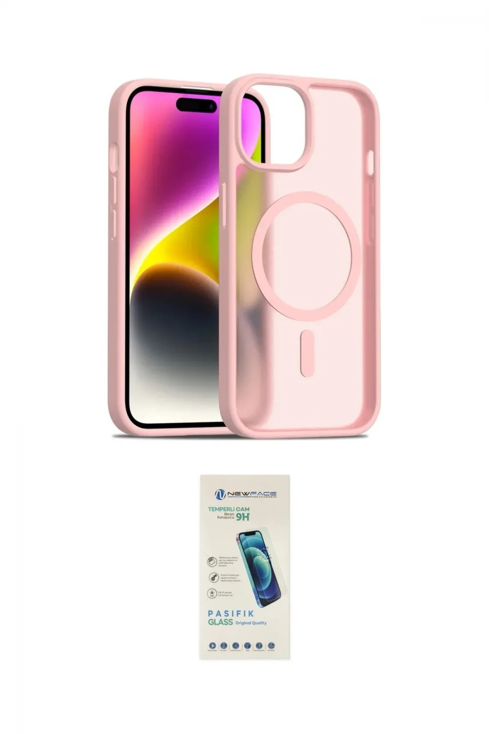 ieg™ iPhone 14 Kılıf Siluet Minimal Prime - Şeffaf Pasifik Cam Ekran Koruyucu