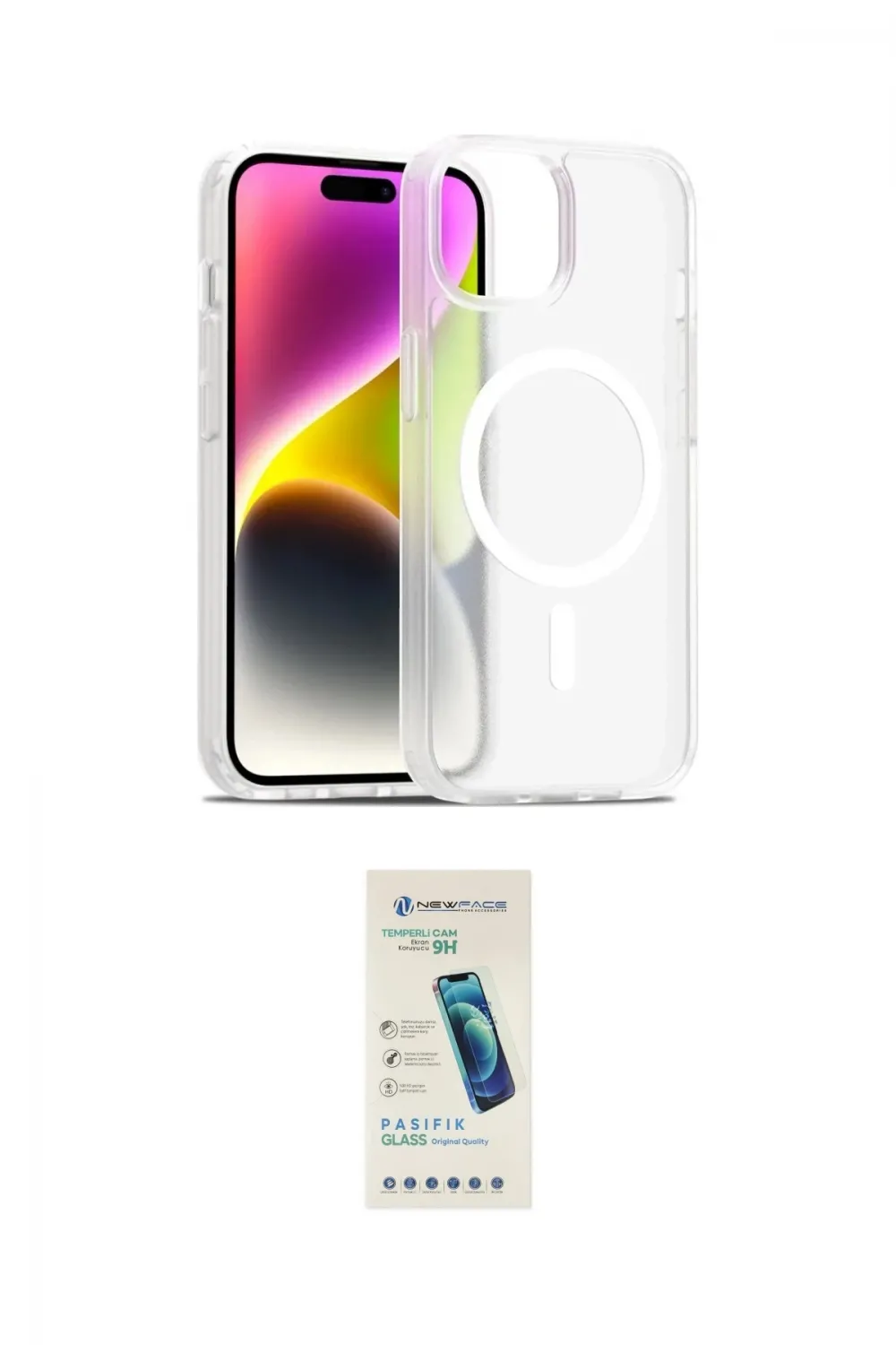 ieg™ iPhone 14 Kılıf Siluet Minimal Prime - Şeffaf Pasifik Cam Ekran Koruyucu