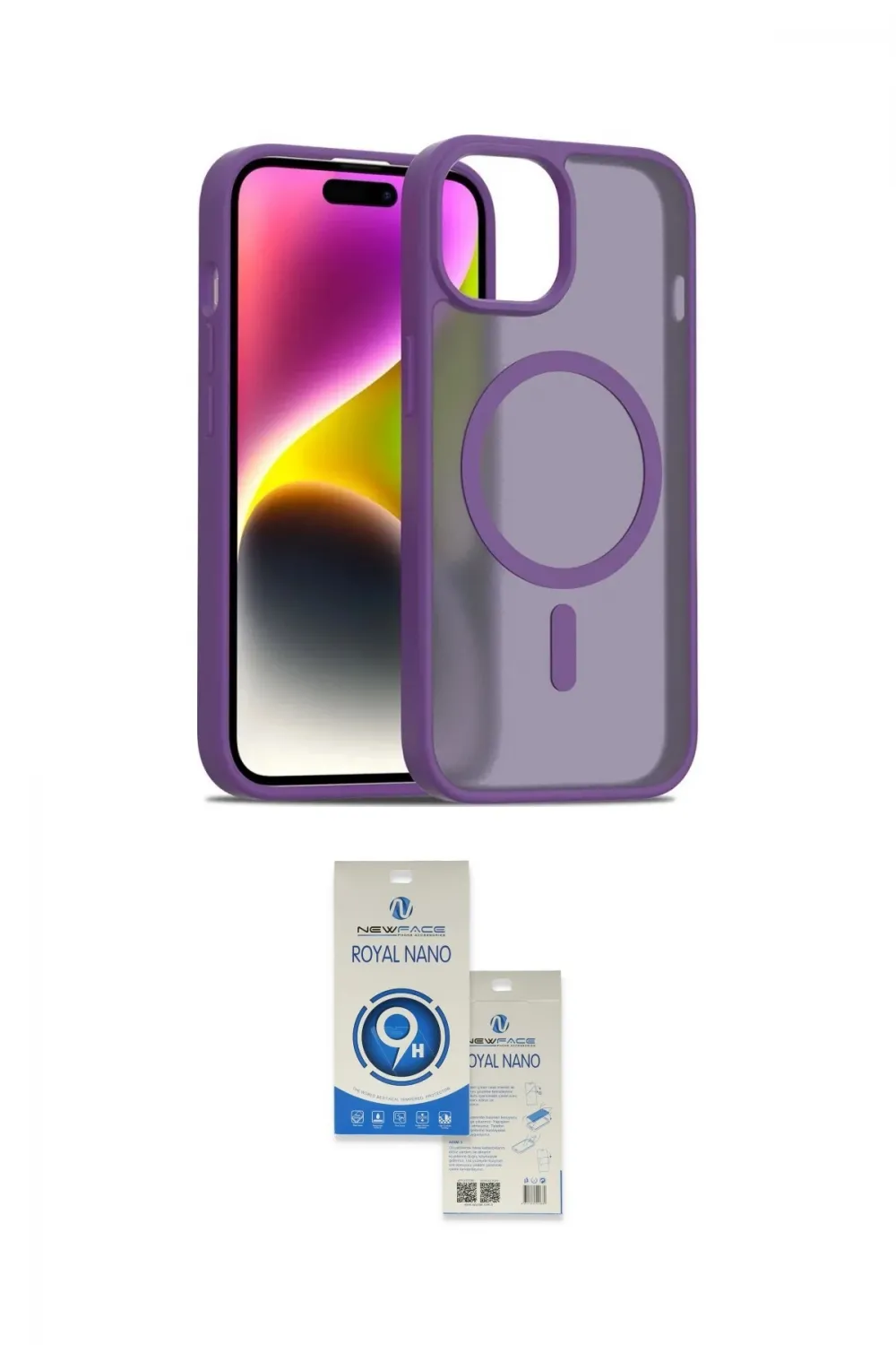 ieg™ iPhone 14 Kılıf Siluet Minimal Prime - Şeffaf Royal Nano Ekran Koruyucu