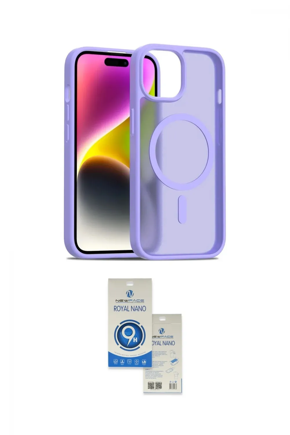 ieg™ iPhone 14 Kılıf Siluet Minimal Prime - Şeffaf Royal Nano Ekran Koruyucu