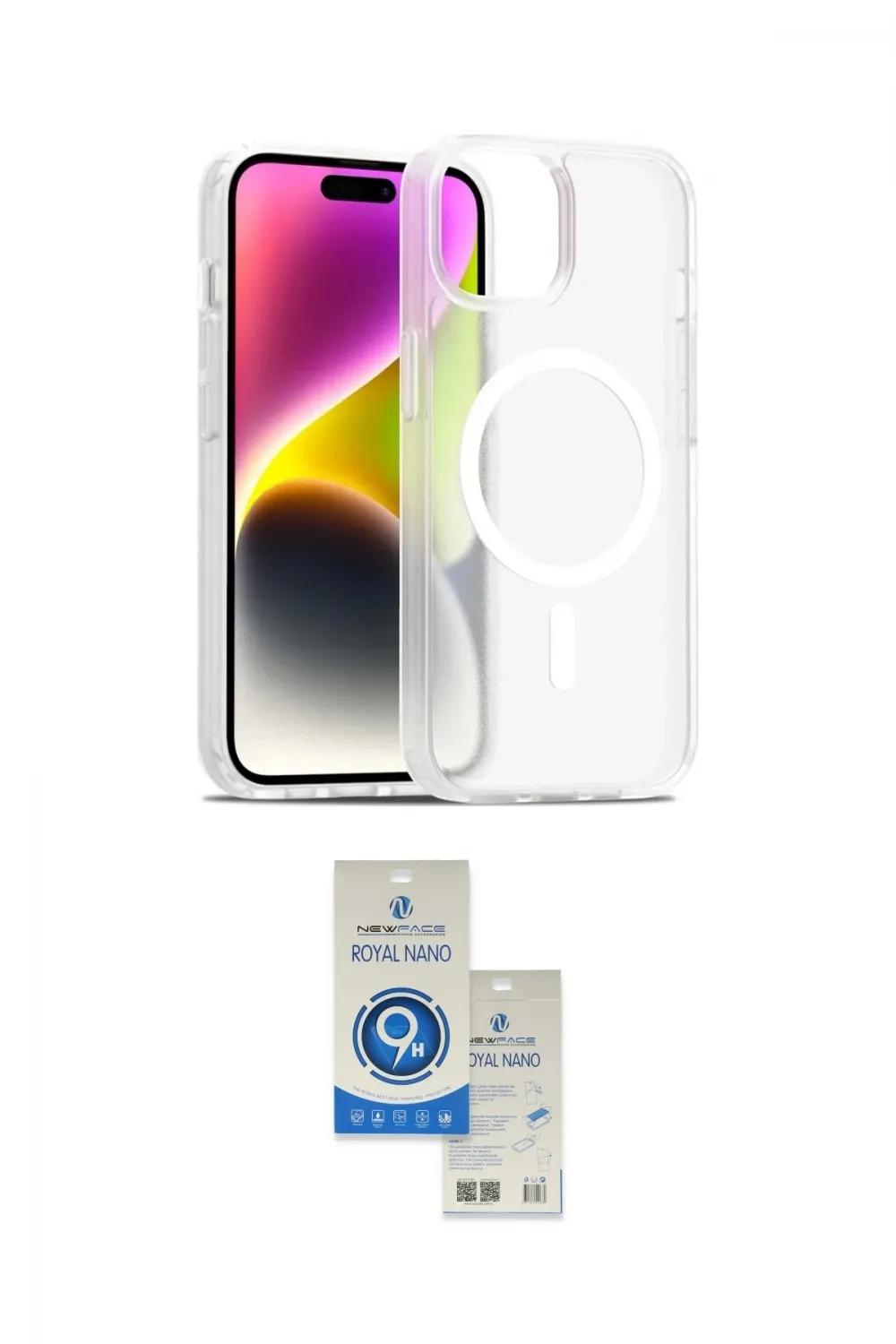 ieg™ iPhone 14 Kılıf Siluet Minimal Prime - Şeffaf Royal Nano Ekran Koruyucu