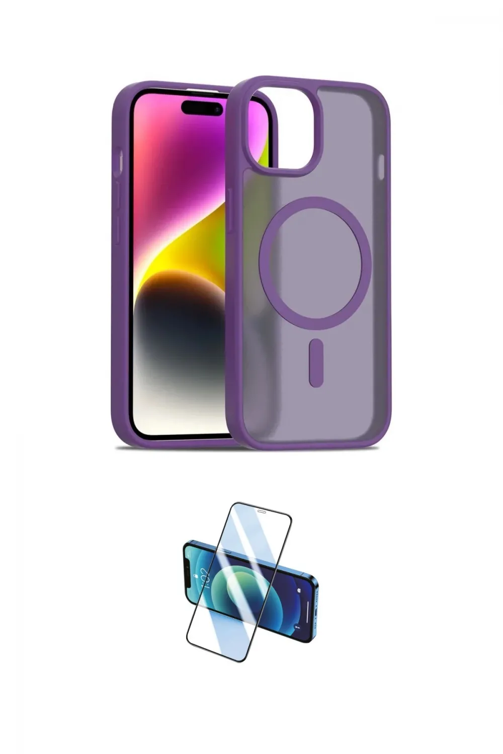 ieg™ iPhone 14 Kılıf Siluet Minimal Prime - Siyah 3D Antistatik Cam Ekran Koruyucu