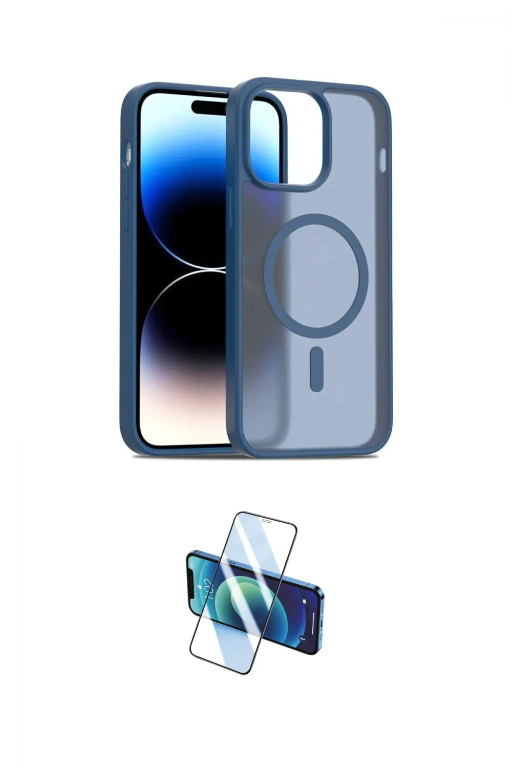 ieg™ iPhone 14 Kılıf Siluet Minimal Prime - Siyah 3D Antistatik Cam Ekran Koruyucu