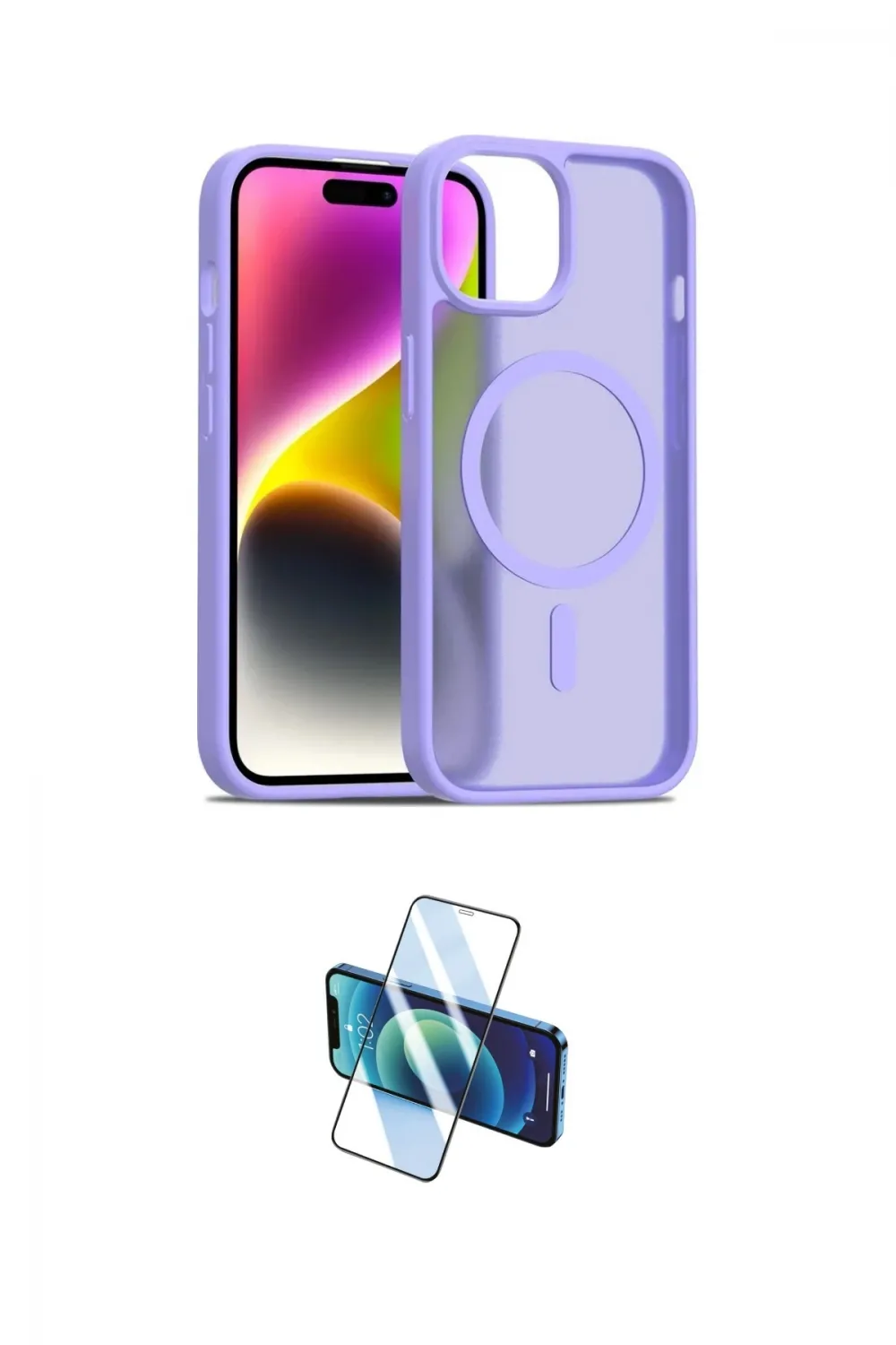 ieg™ iPhone 14 Kılıf Siluet Minimal Prime - Siyah 3D Antistatik Cam Ekran Koruyucu