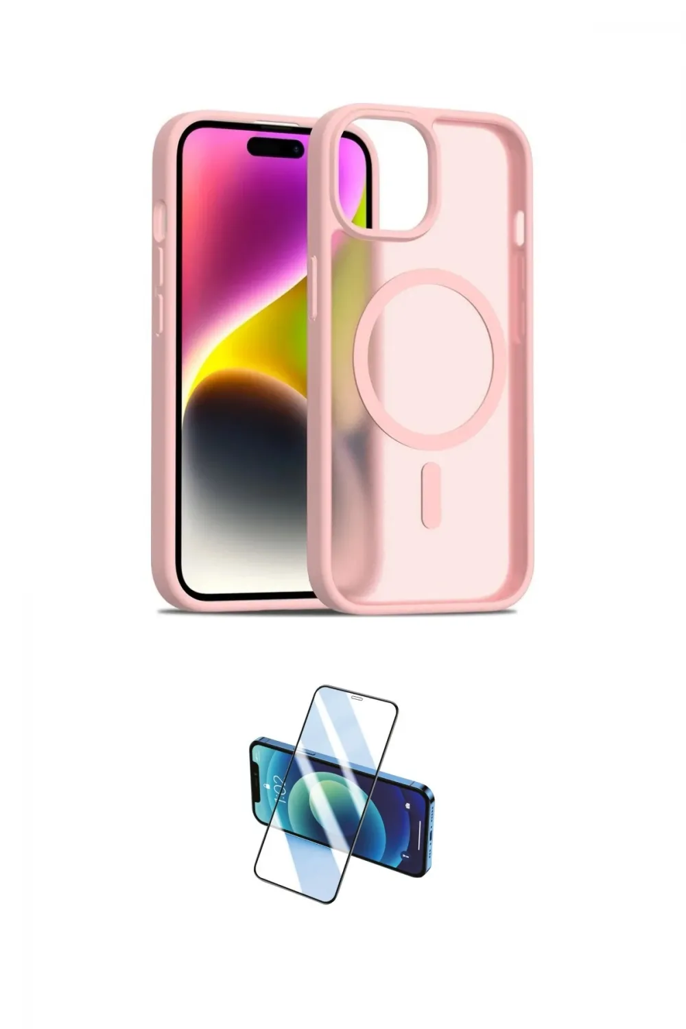 ieg™ iPhone 14 Kılıf Siluet Minimal Prime - Siyah 3D Antistatik Cam Ekran Koruyucu