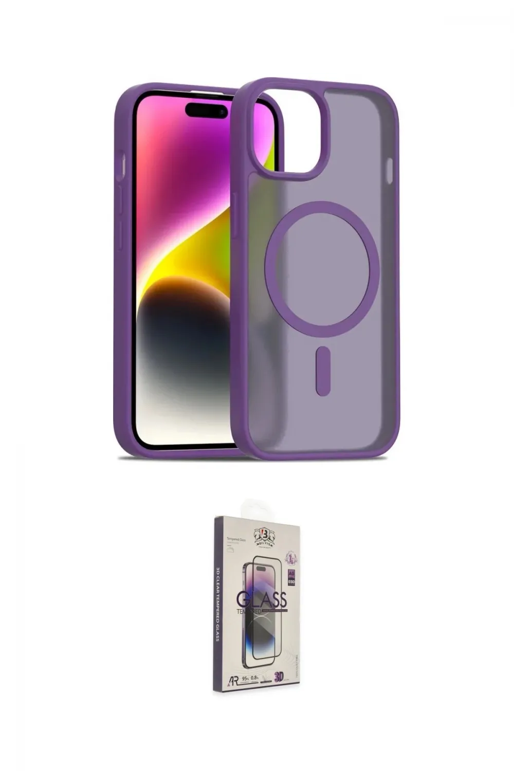 ieg™ iPhone 14 Kılıf Siluet Minimal Prime - Siyah Bilvis 3D Cam Ekran Koruyucu