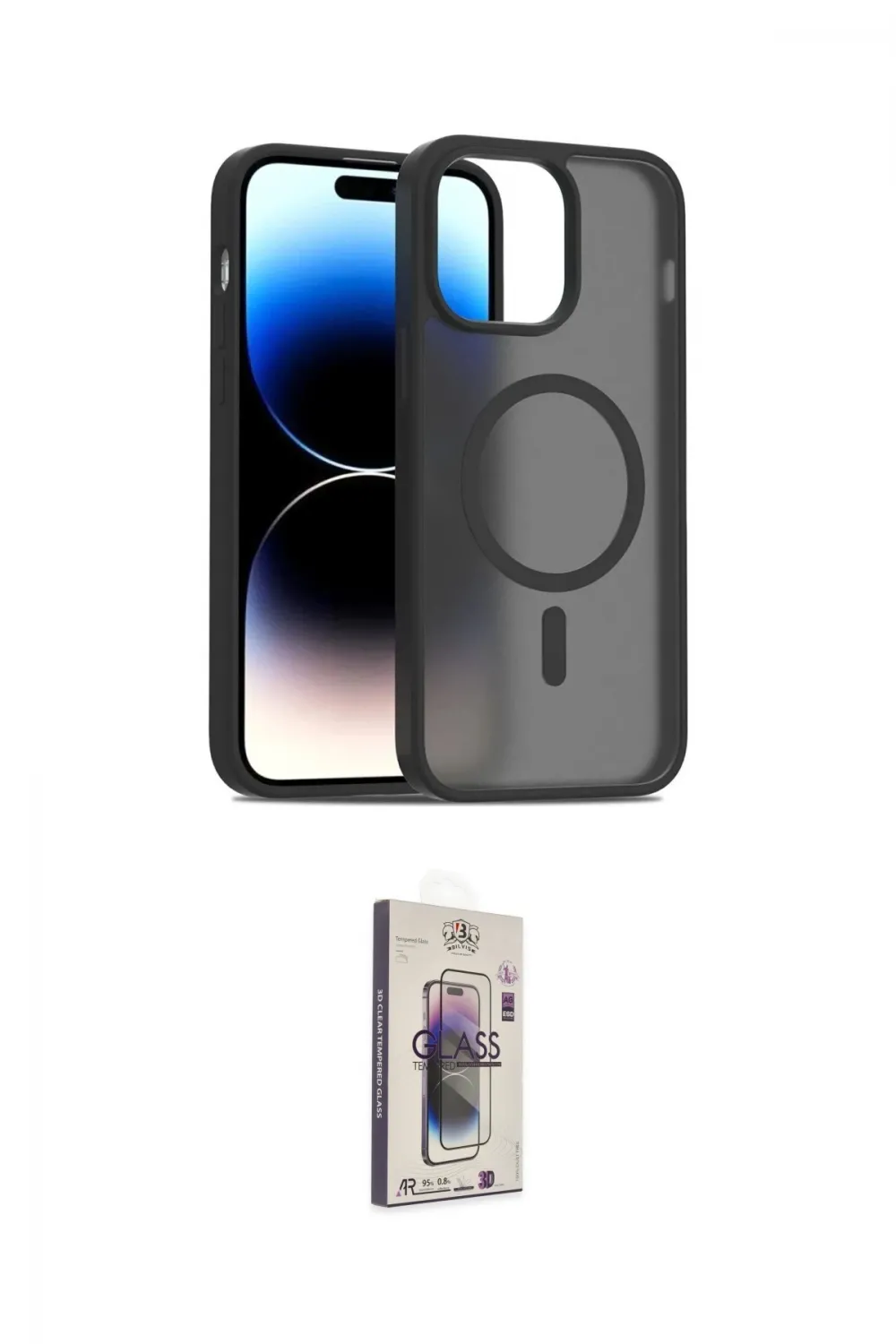 ieg™ iPhone 14 Kılıf Siluet Minimal Prime - Siyah Bilvis 3D Cam Ekran Koruyucu