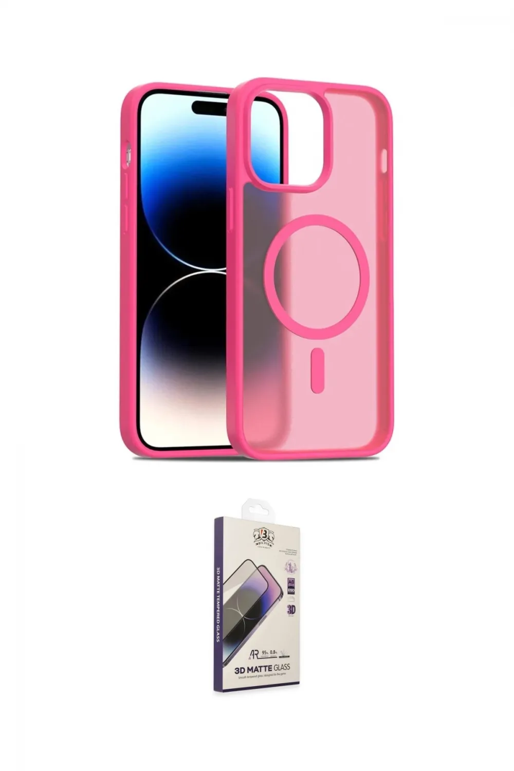 ieg™ iPhone 14 Kılıf Siluet Minimal Prime - Siyah Bilvis 3D Mat Cam Ekran Koruyucu